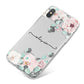 Personalised Pink Flower Name iPhone X Bumper Case on Silver iPhone