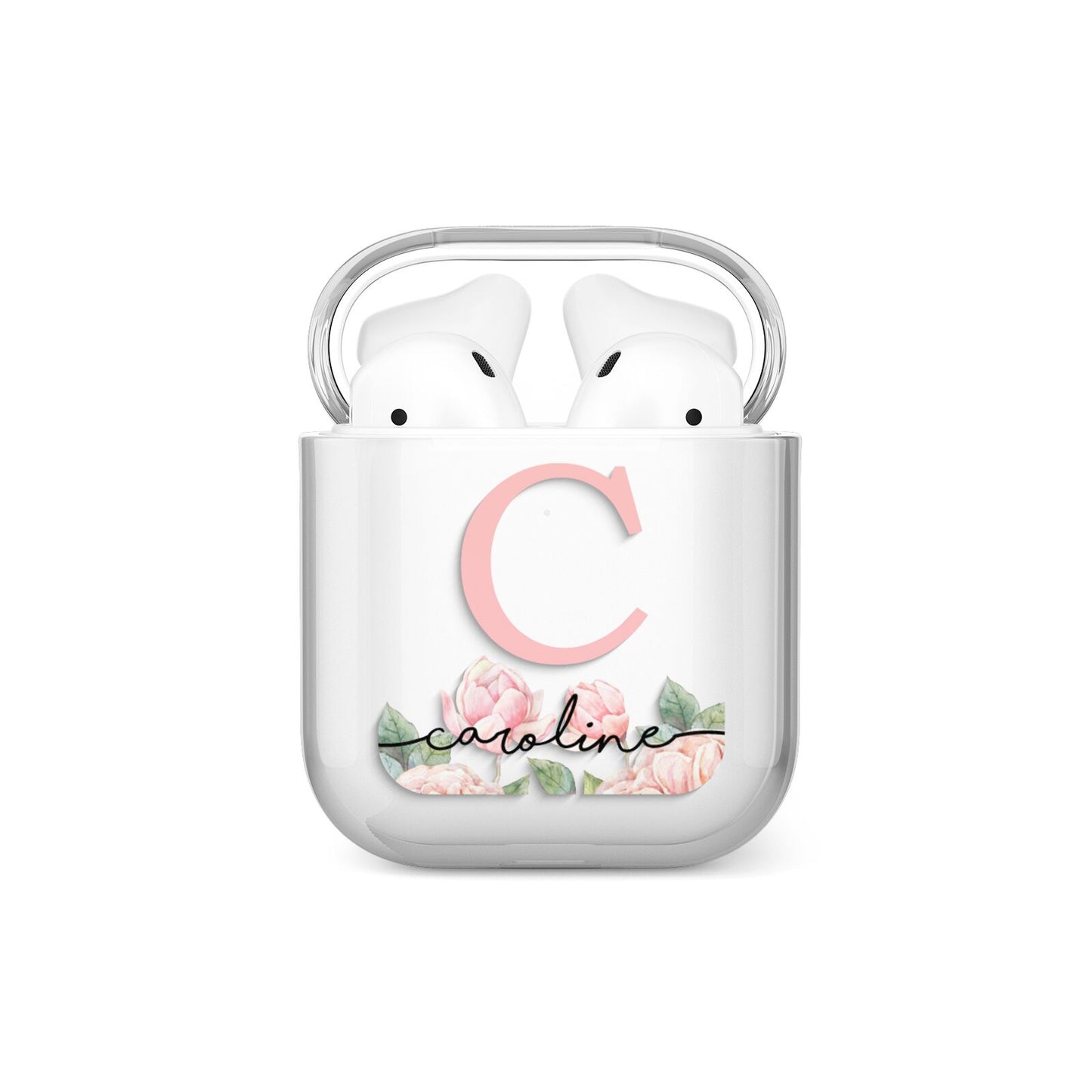 Personalised Pink Flowers AirPods Case