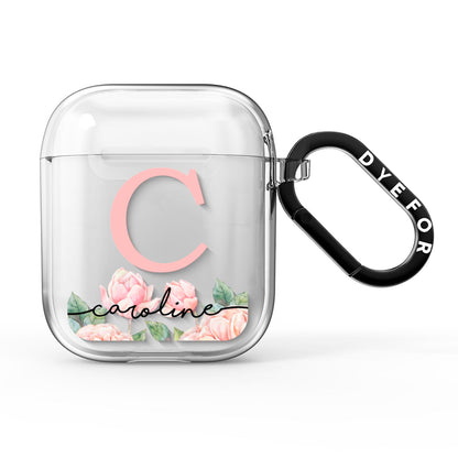 Personalised Pink Flowers AirPods Clear Case