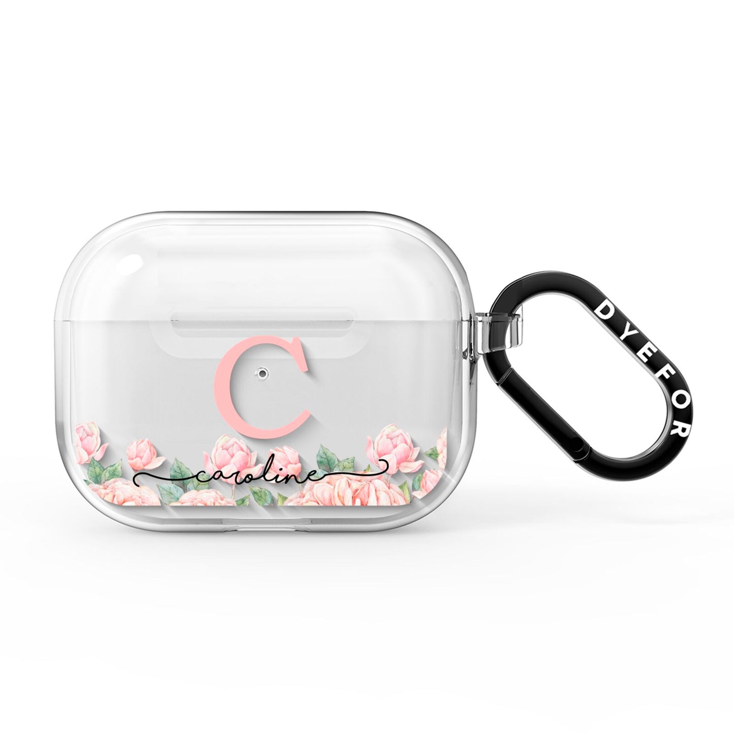 Personalised Pink Flowers AirPods Pro Clear Case