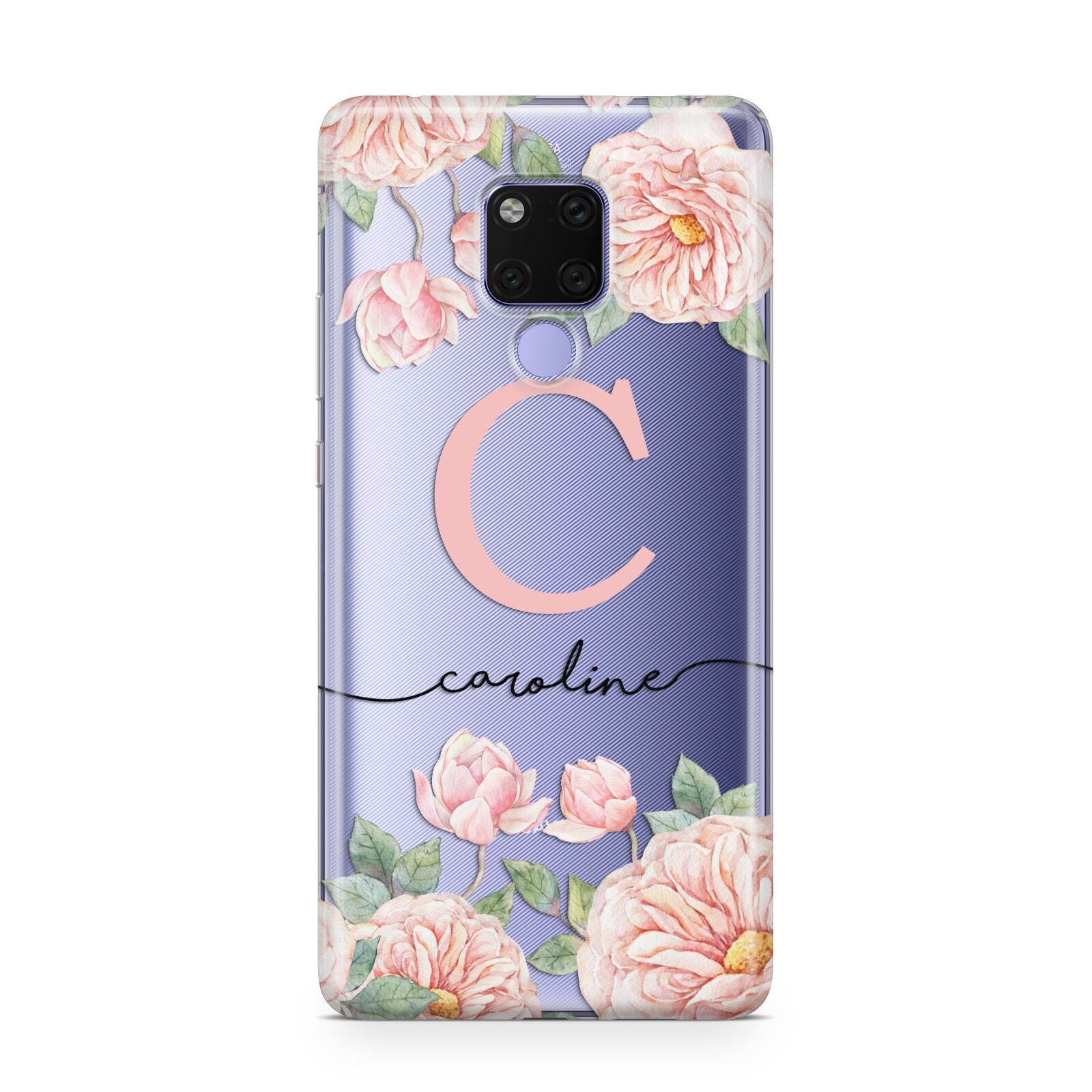 Personalised Pink Flowers Huawei Mate 20X Phone Case