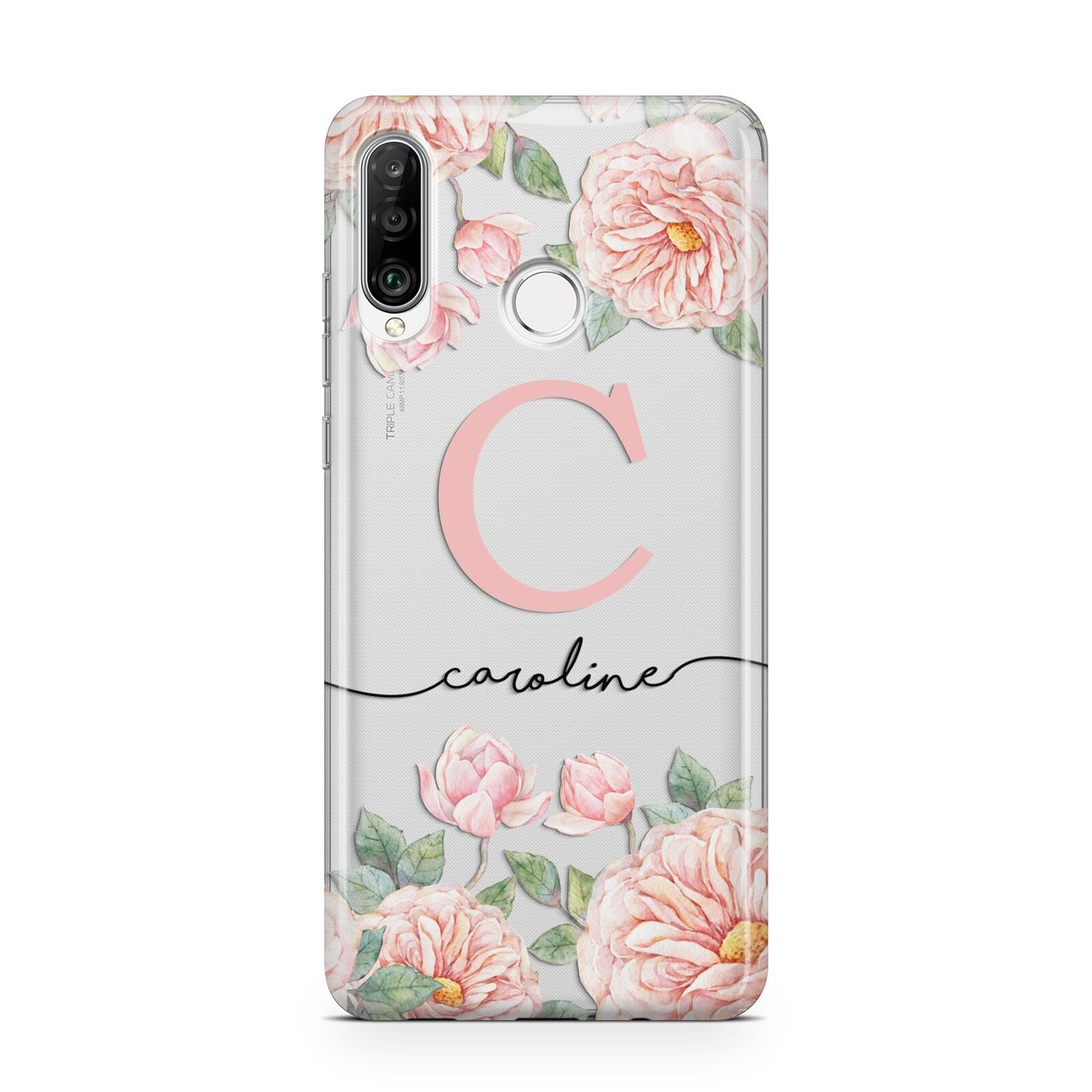 Personalised Pink Flowers Huawei P30 Lite Phone Case