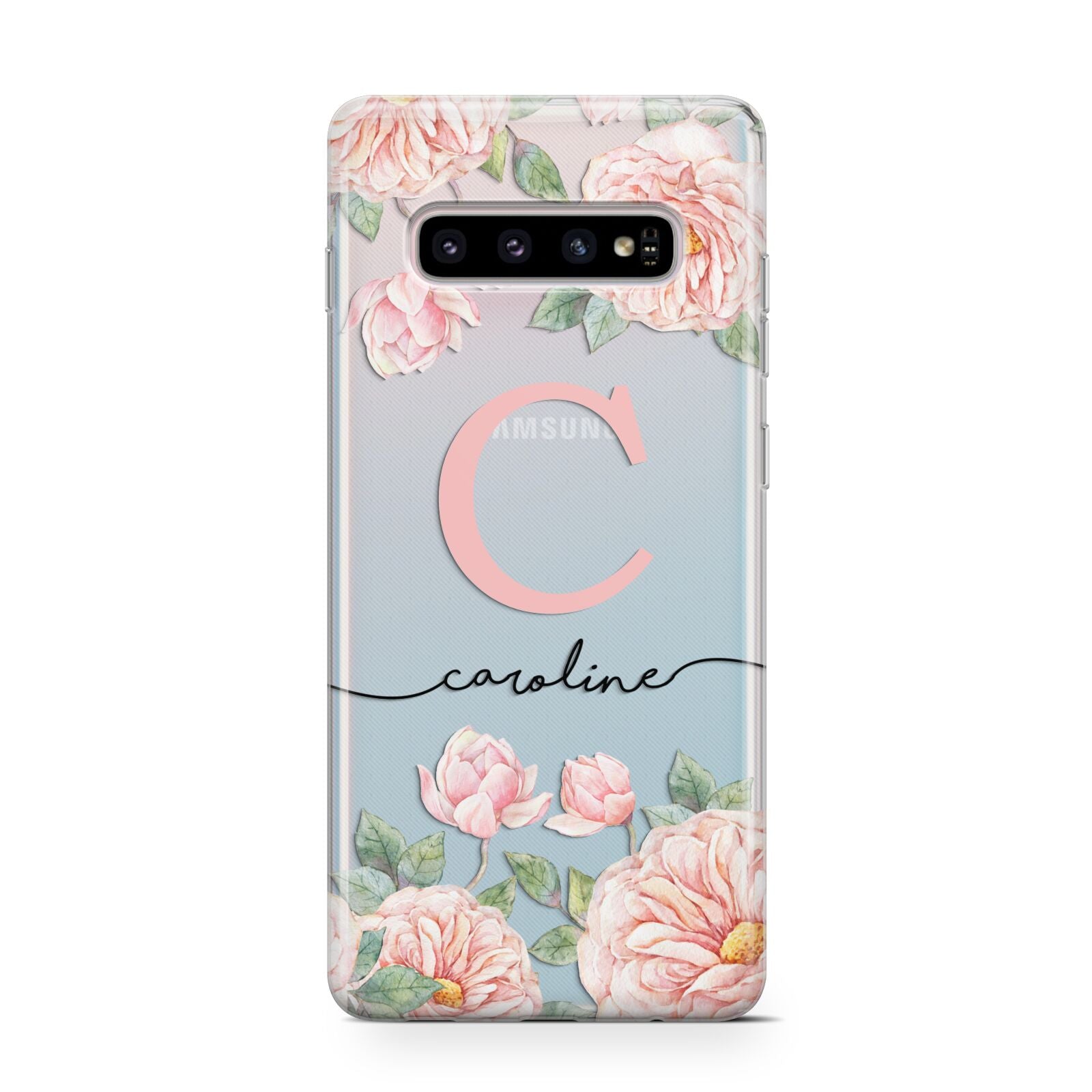 Personalised Pink Flowers Protective Samsung Galaxy Case