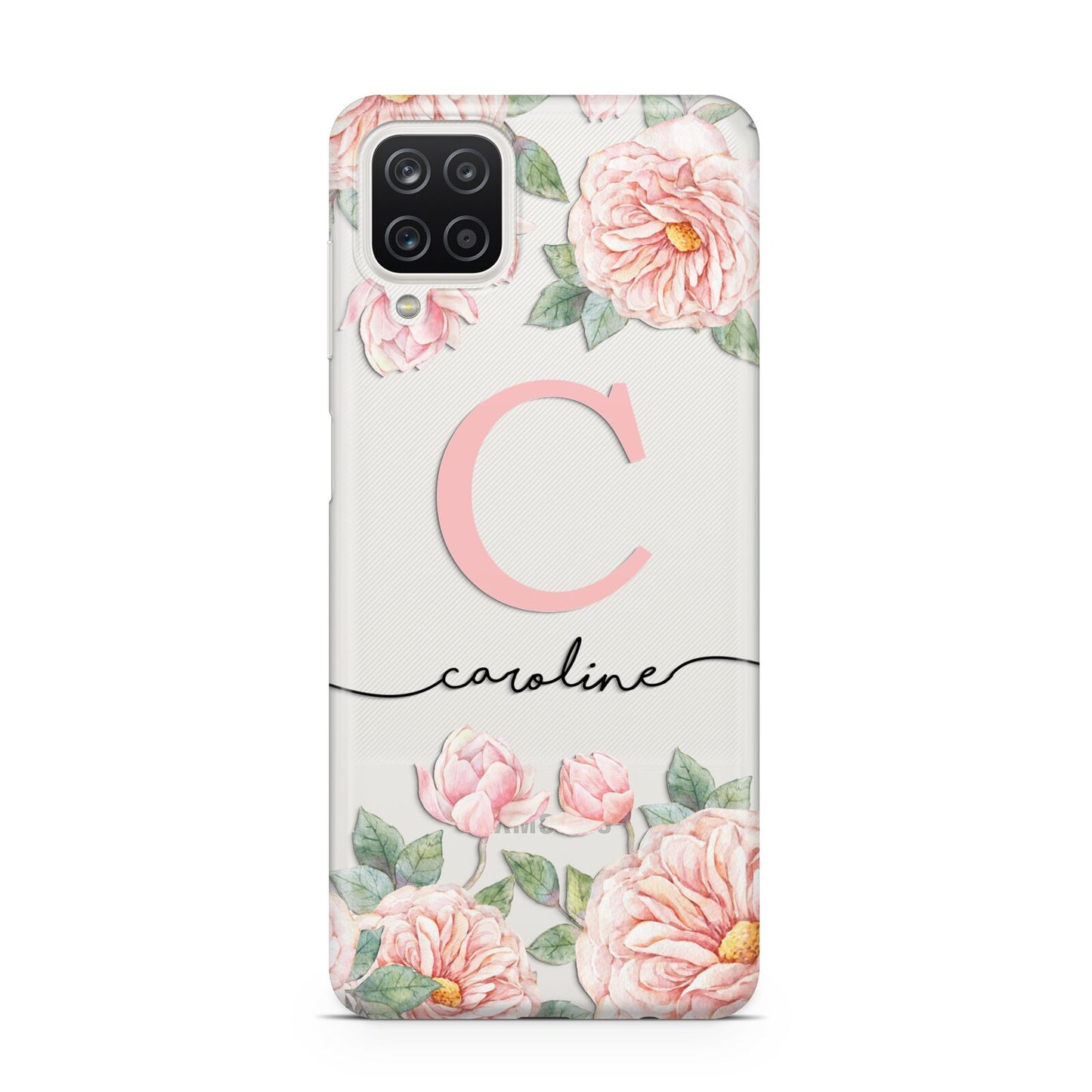 Personalised Pink Flowers Samsung A12 Case