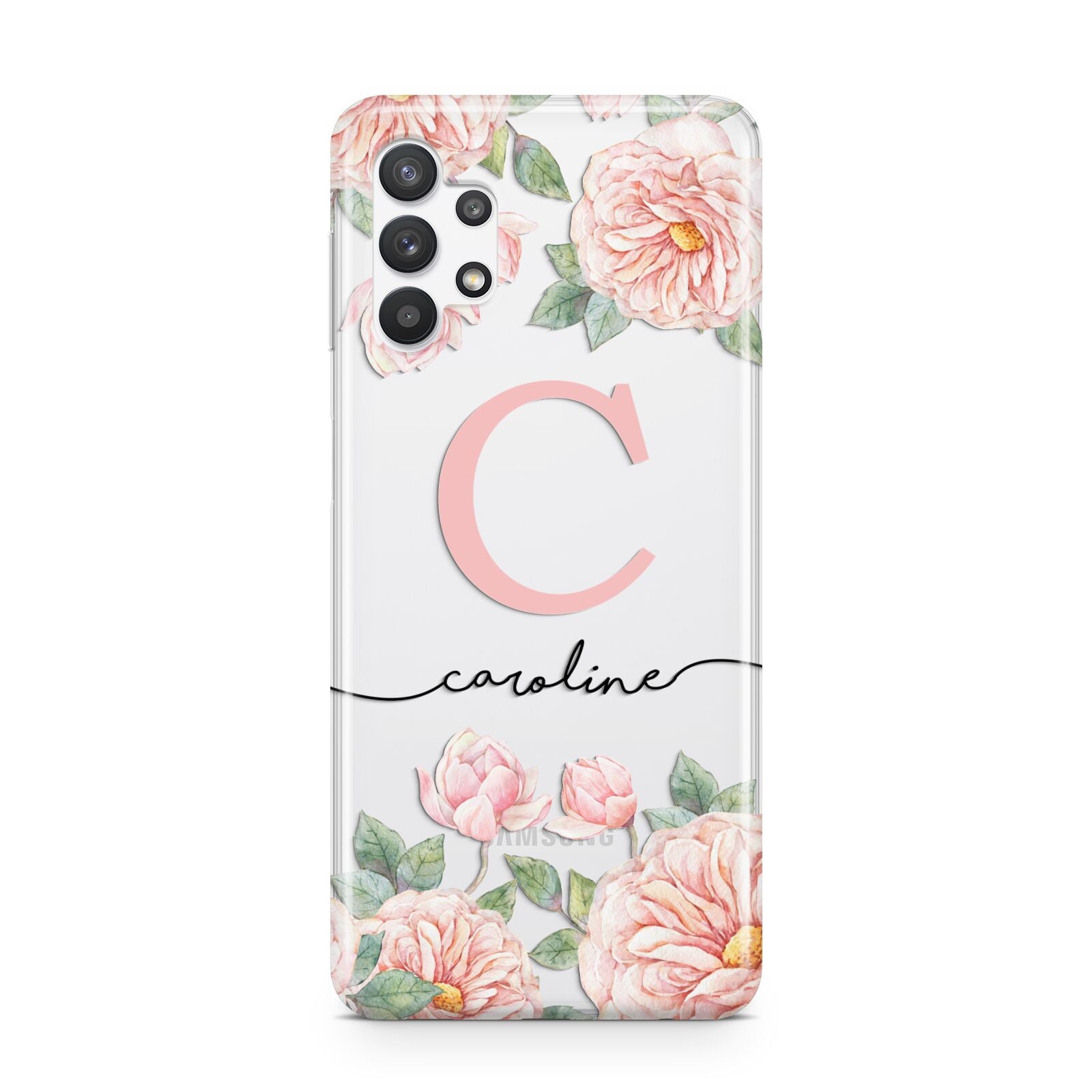 Personalised Pink Flowers Samsung A32 5G Case