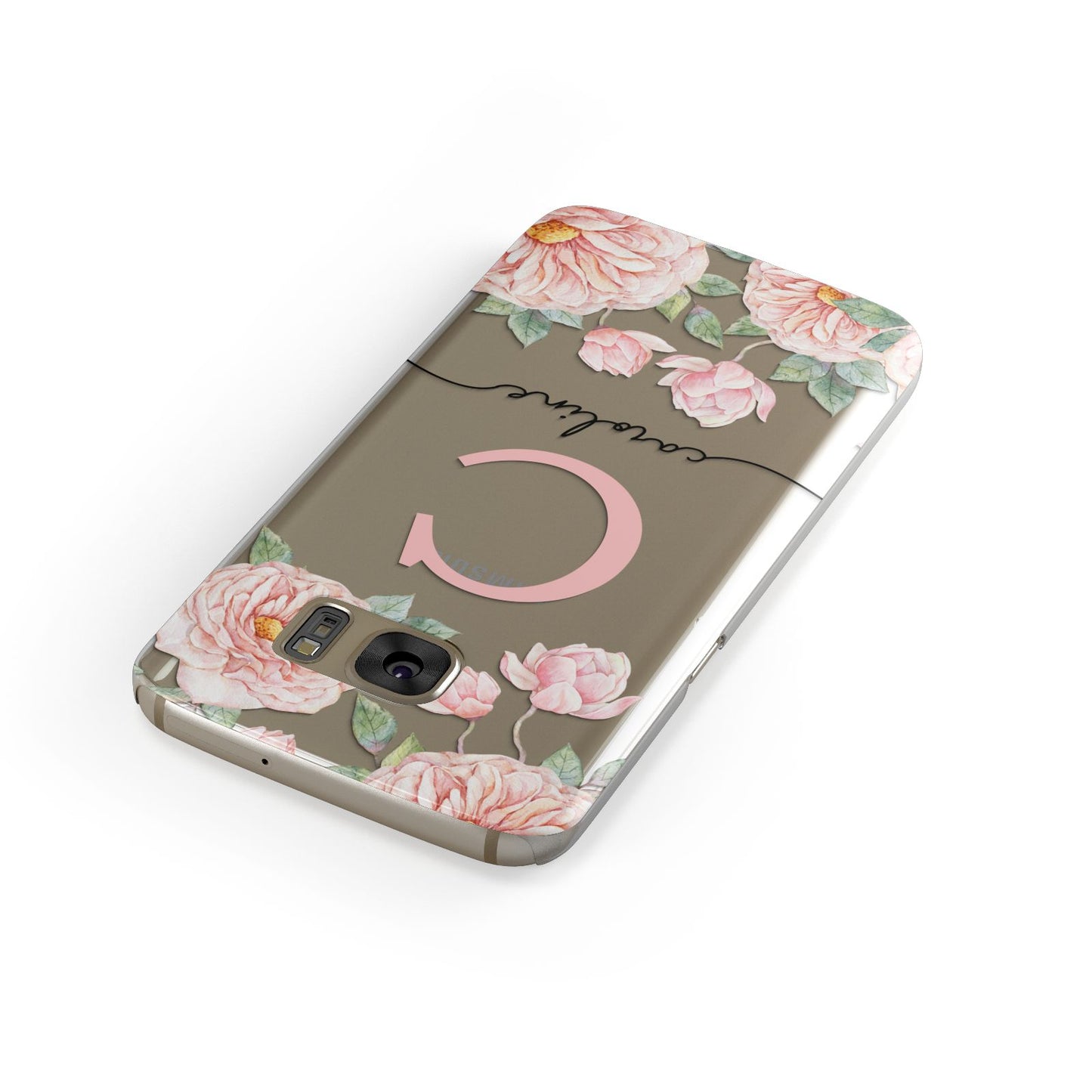 Personalised Pink Flowers Samsung Galaxy Case Front Close Up