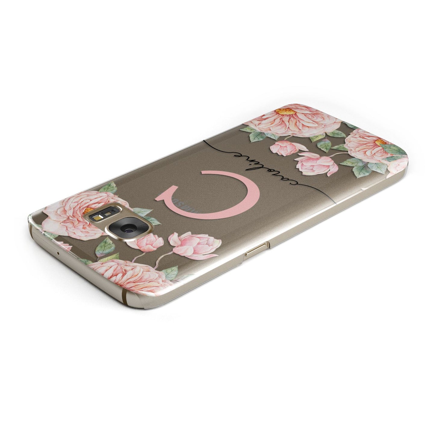 Personalised Pink Flowers Samsung Galaxy Case Top Cutout