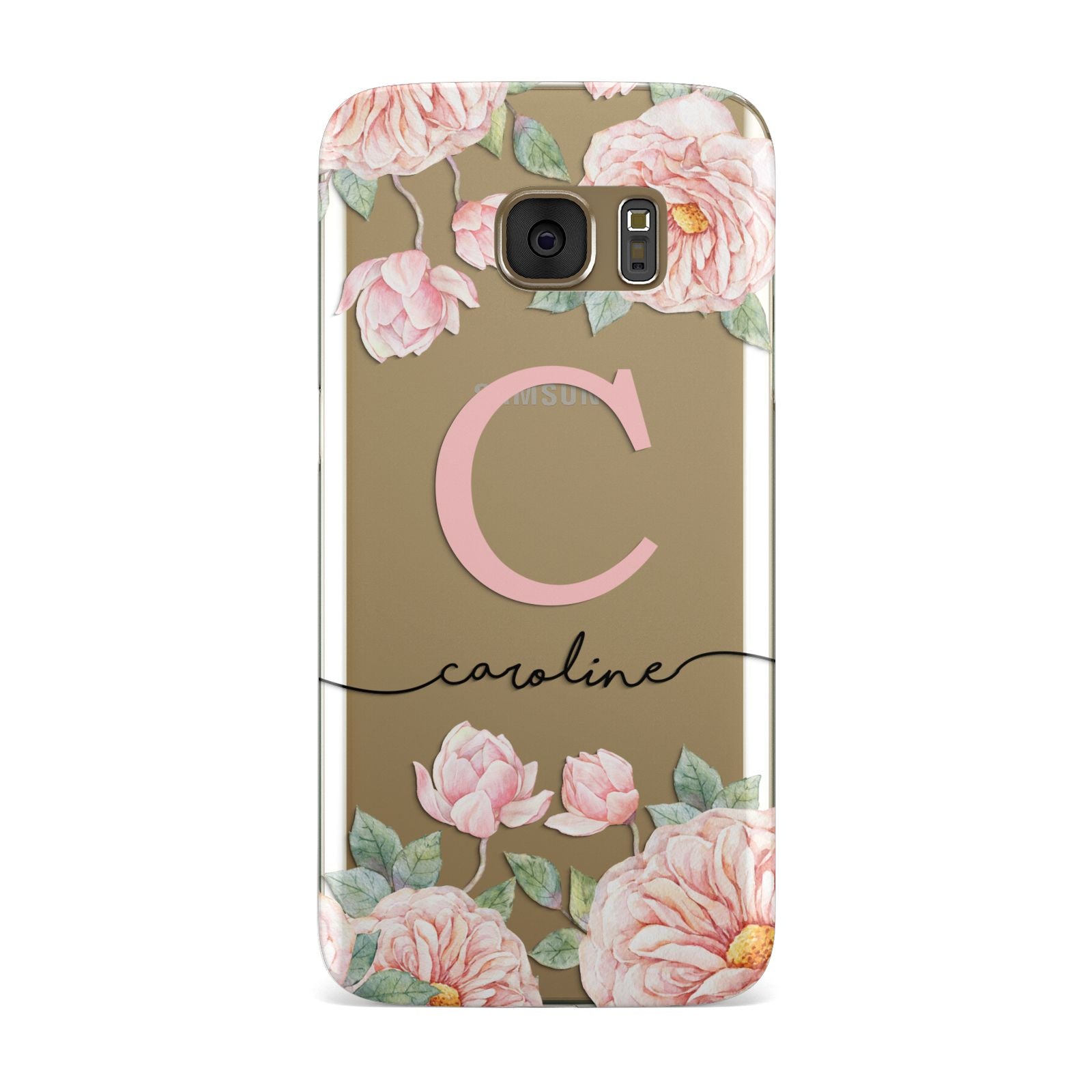 Personalised Pink Flowers Samsung Galaxy Case