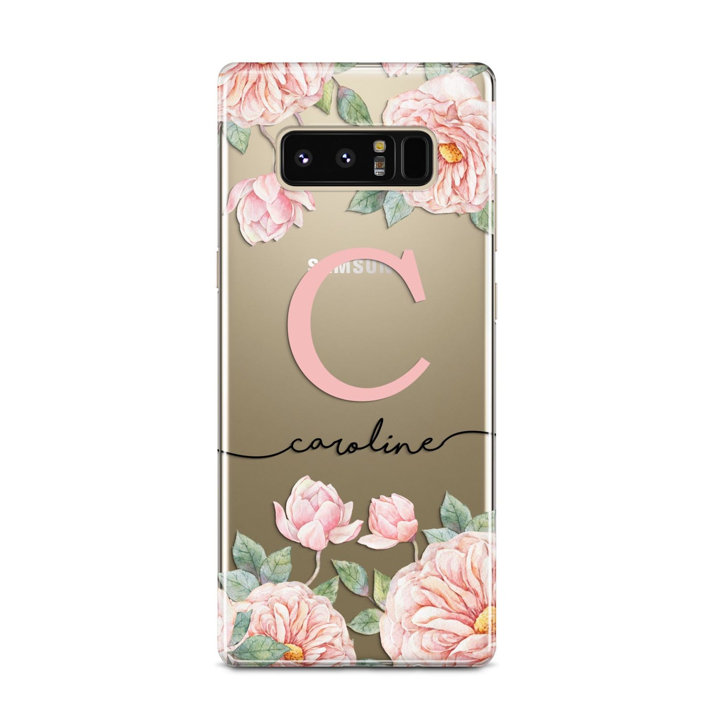 Personalised Pink Flowers Samsung Galaxy Note 8 Case