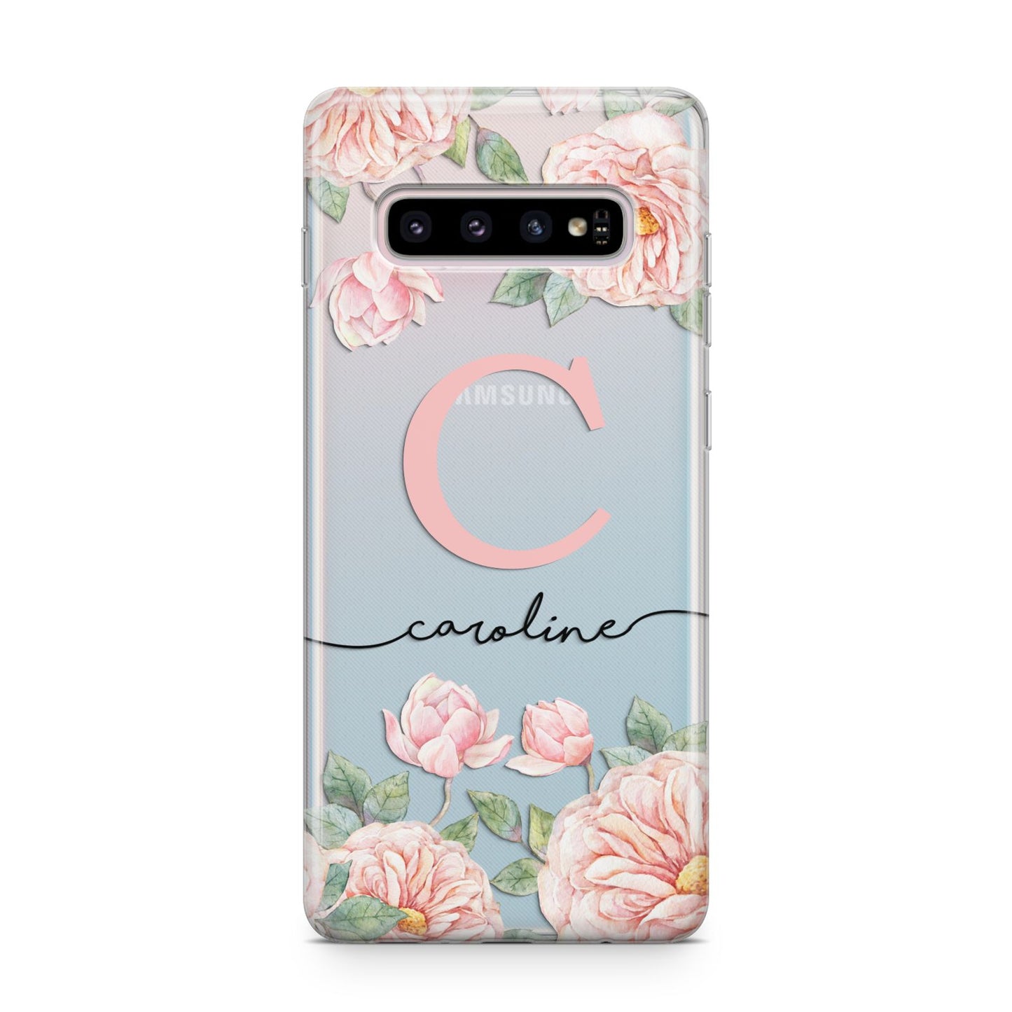 Personalised Pink Flowers Samsung Galaxy S10 Plus Case