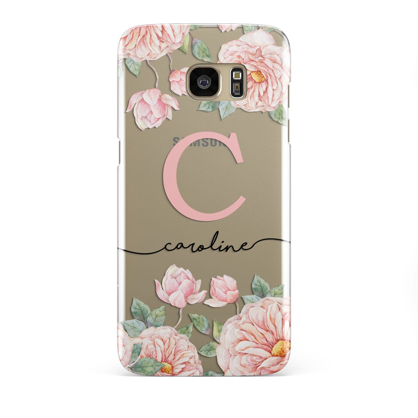 Personalised Pink Flowers Samsung Galaxy S7 Edge Case