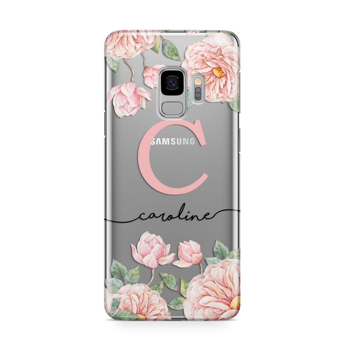 Personalised Pink Flowers Samsung Galaxy S9 Case