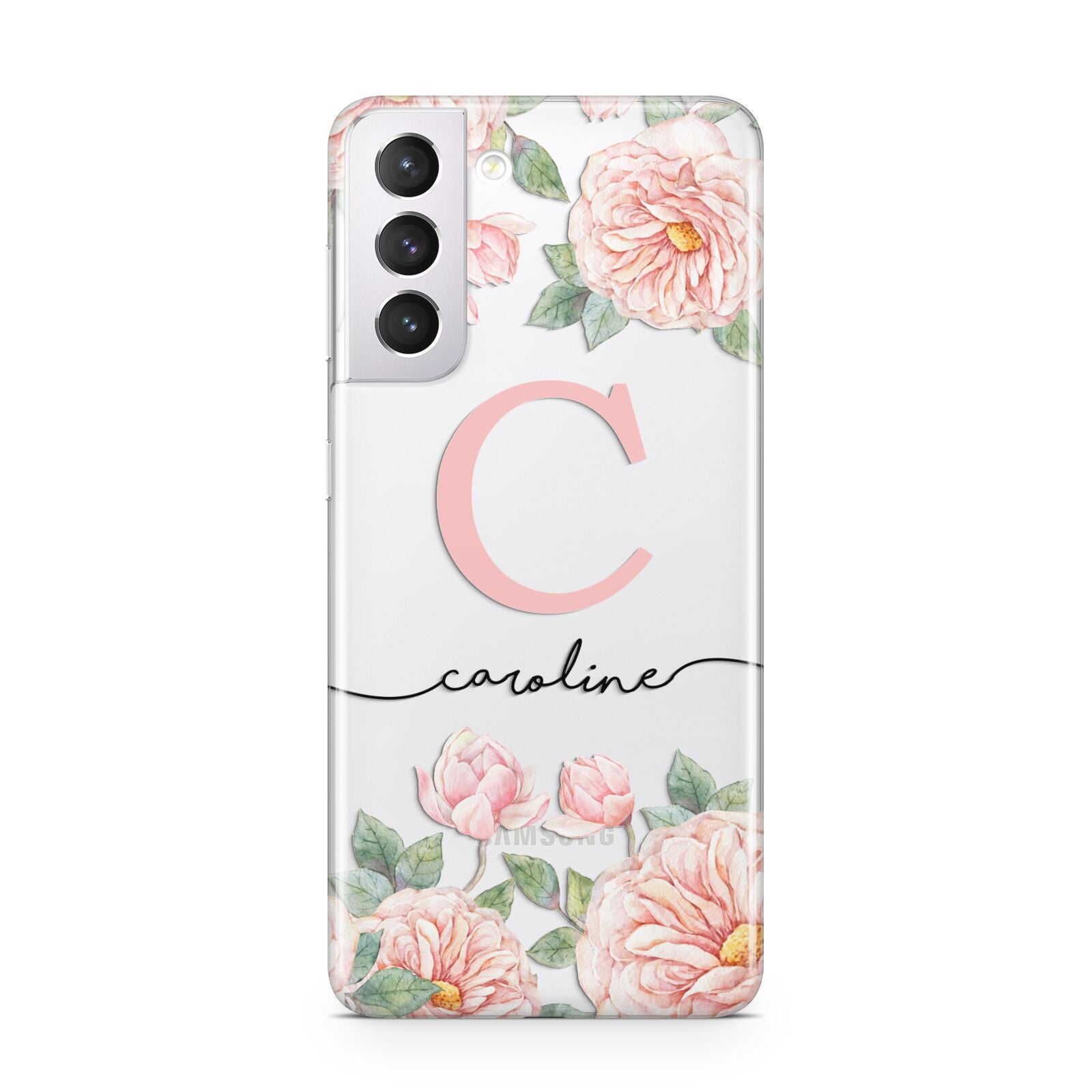 Personalised Pink Flowers Samsung S21 Case