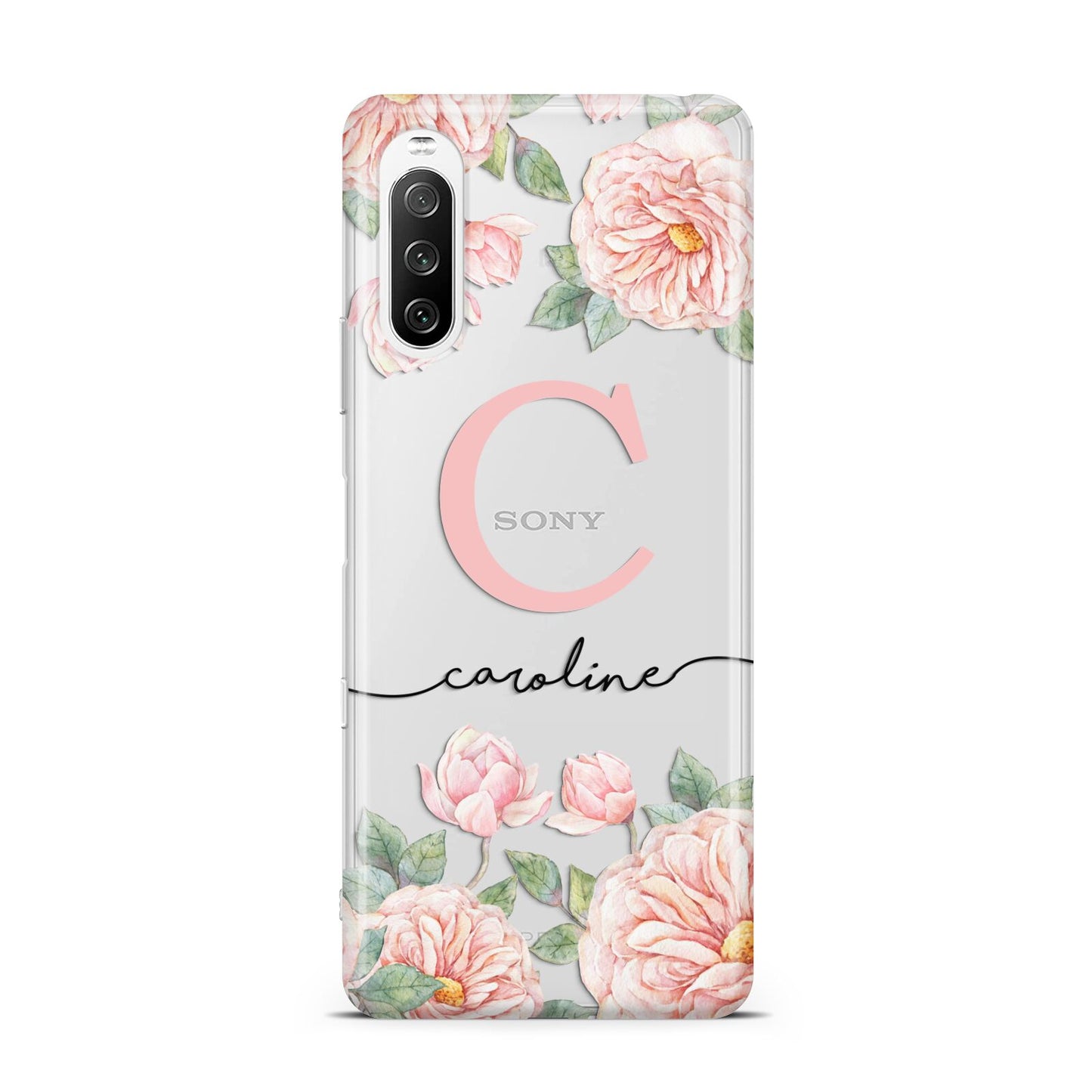 Personalised Pink Flowers Sony Xperia 10 III Case