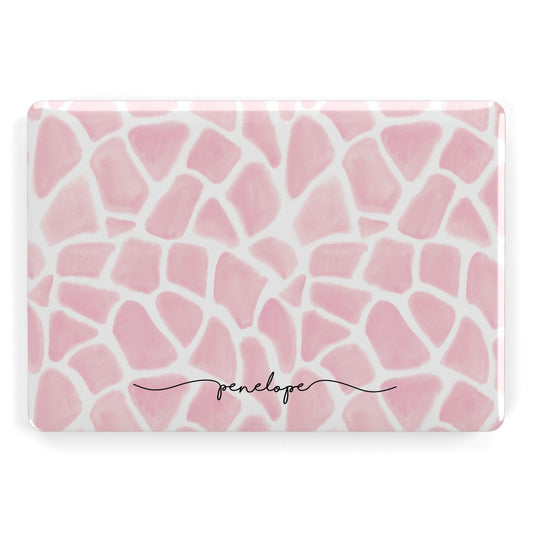 Personalised Pink Giraffe Print Apple MacBook Case