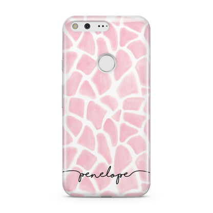 Personalised Pink Giraffe Print Google Pixel Case