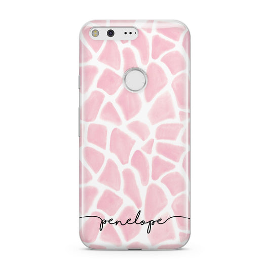 Personalised Pink Giraffe Print Google Pixel Case