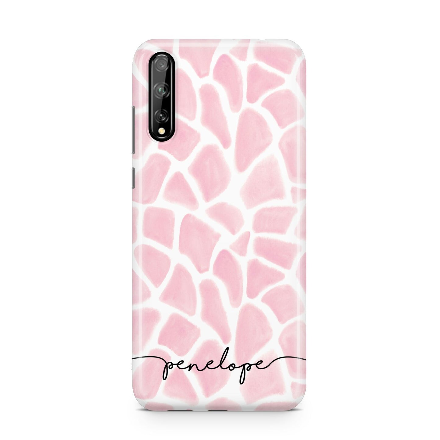 Personalised Pink Giraffe Print Huawei Enjoy 10s Phone Case