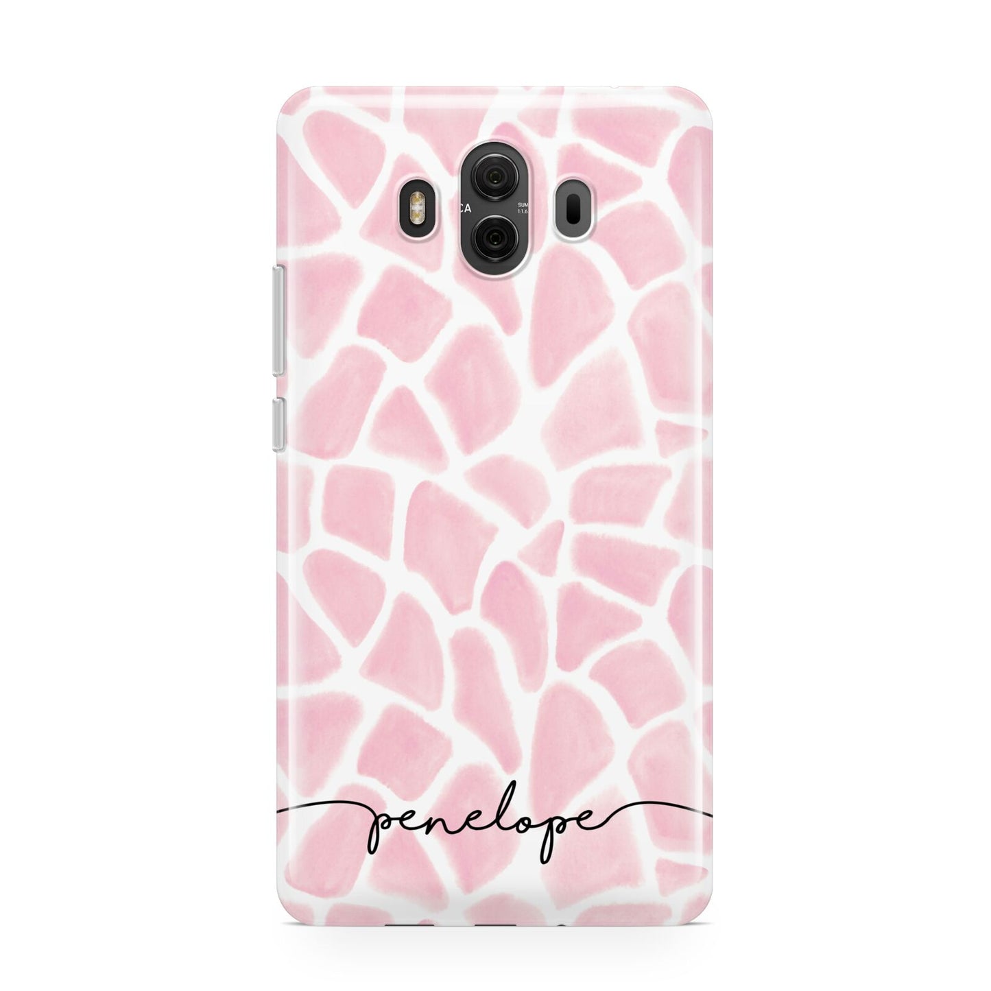 Personalised Pink Giraffe Print Huawei Mate 10 Protective Phone Case