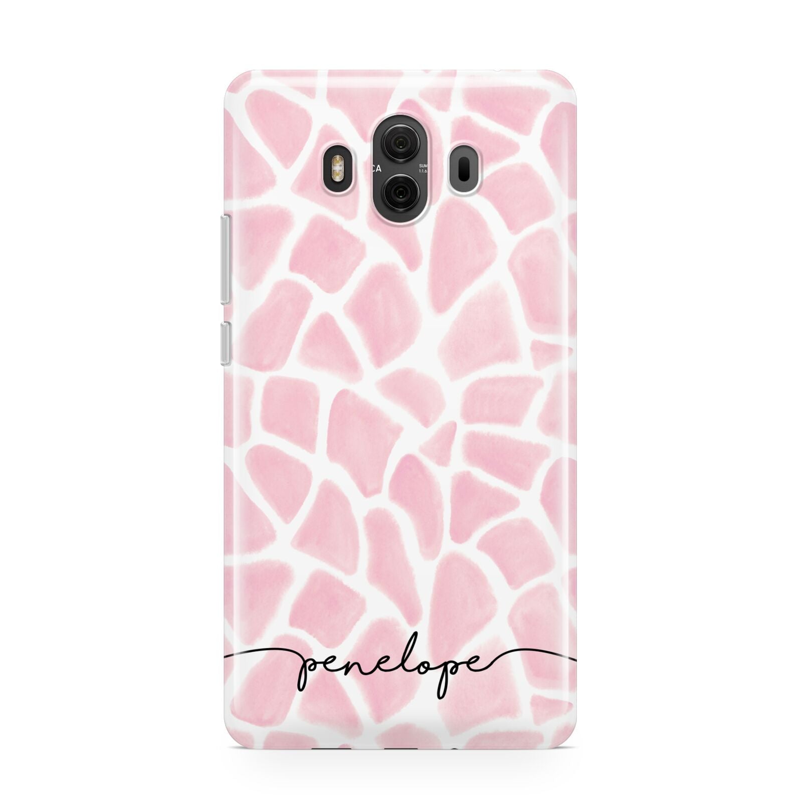 Personalised Pink Giraffe Print Huawei Mate 10 Protective Phone Case