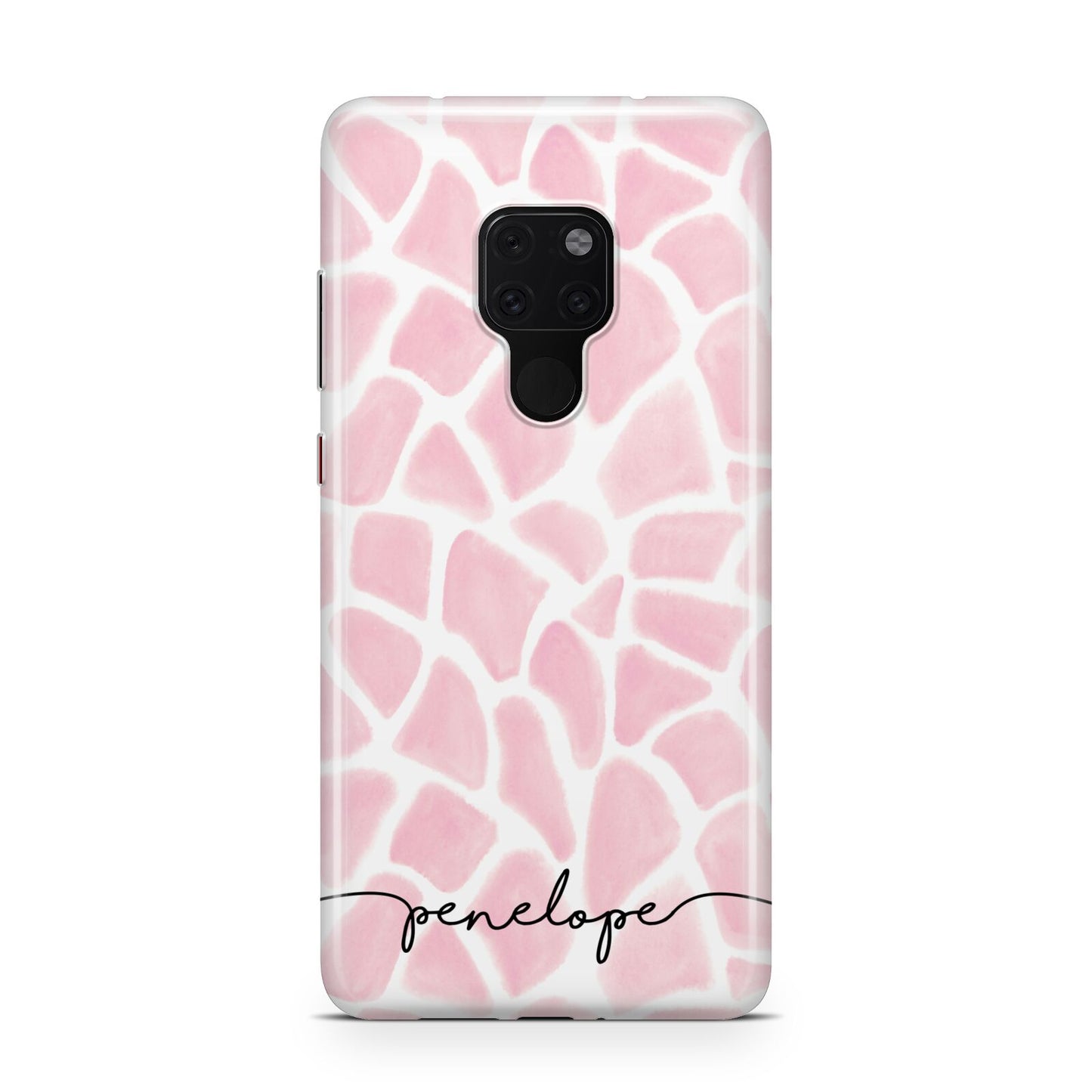 Personalised Pink Giraffe Print Huawei Mate 20 Phone Case