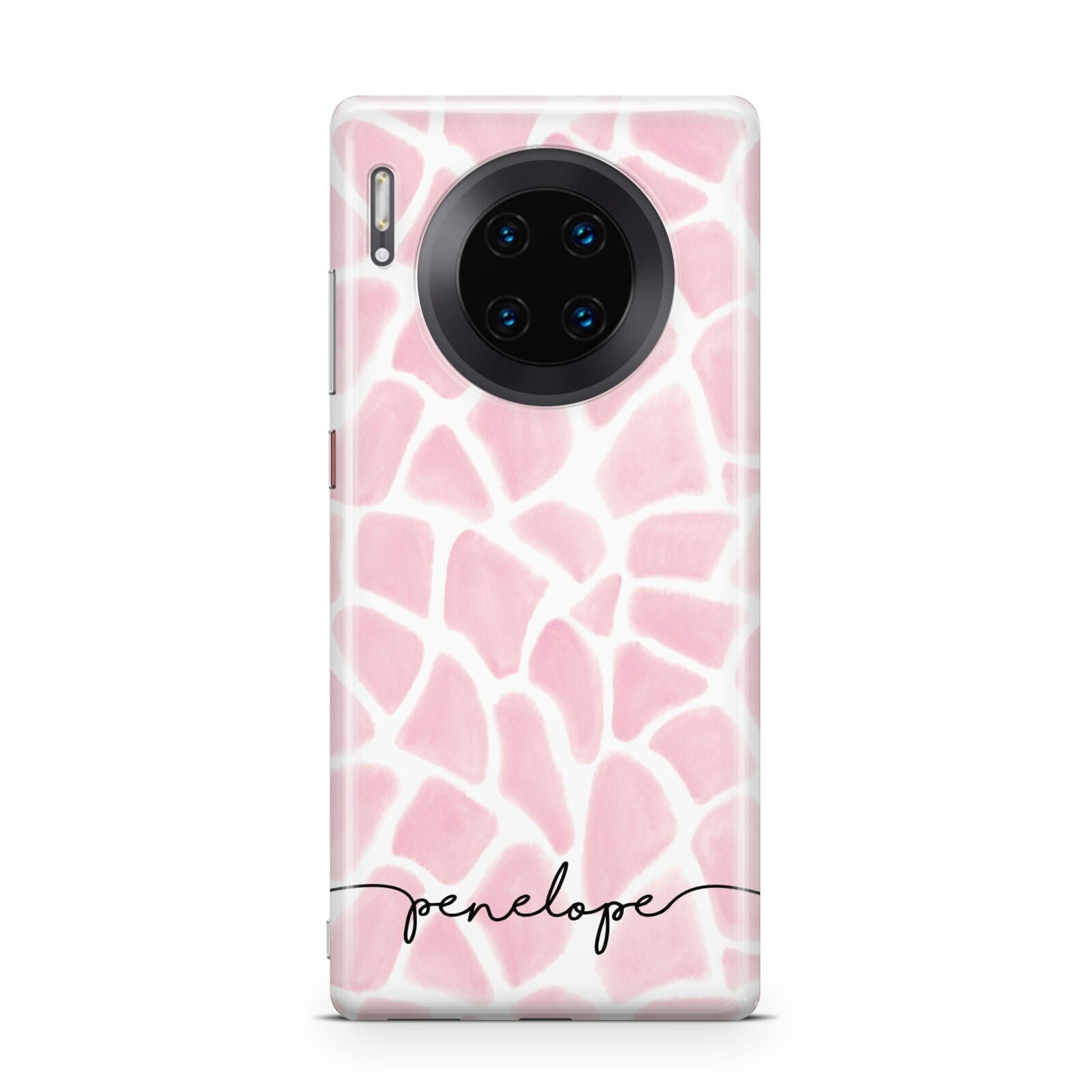 Personalised Pink Giraffe Print Huawei Mate 30 Pro Phone Case