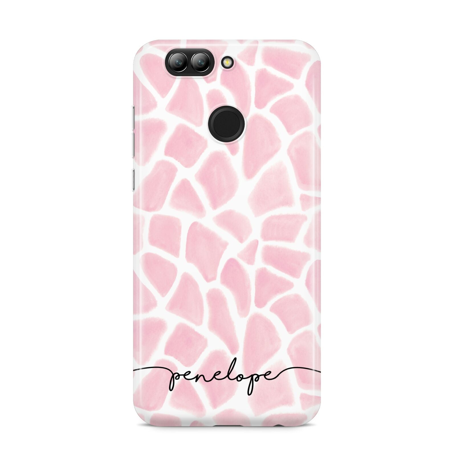 Personalised Pink Giraffe Print Huawei Nova 2s Phone Case