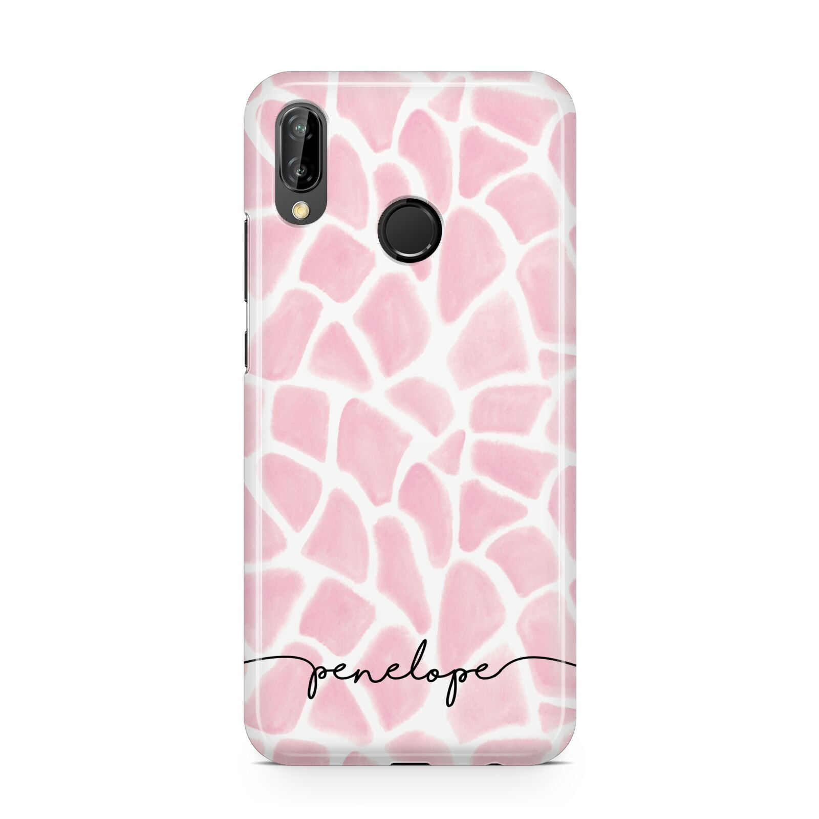 Personalised Pink Giraffe Print Huawei P20 Lite Phone Case