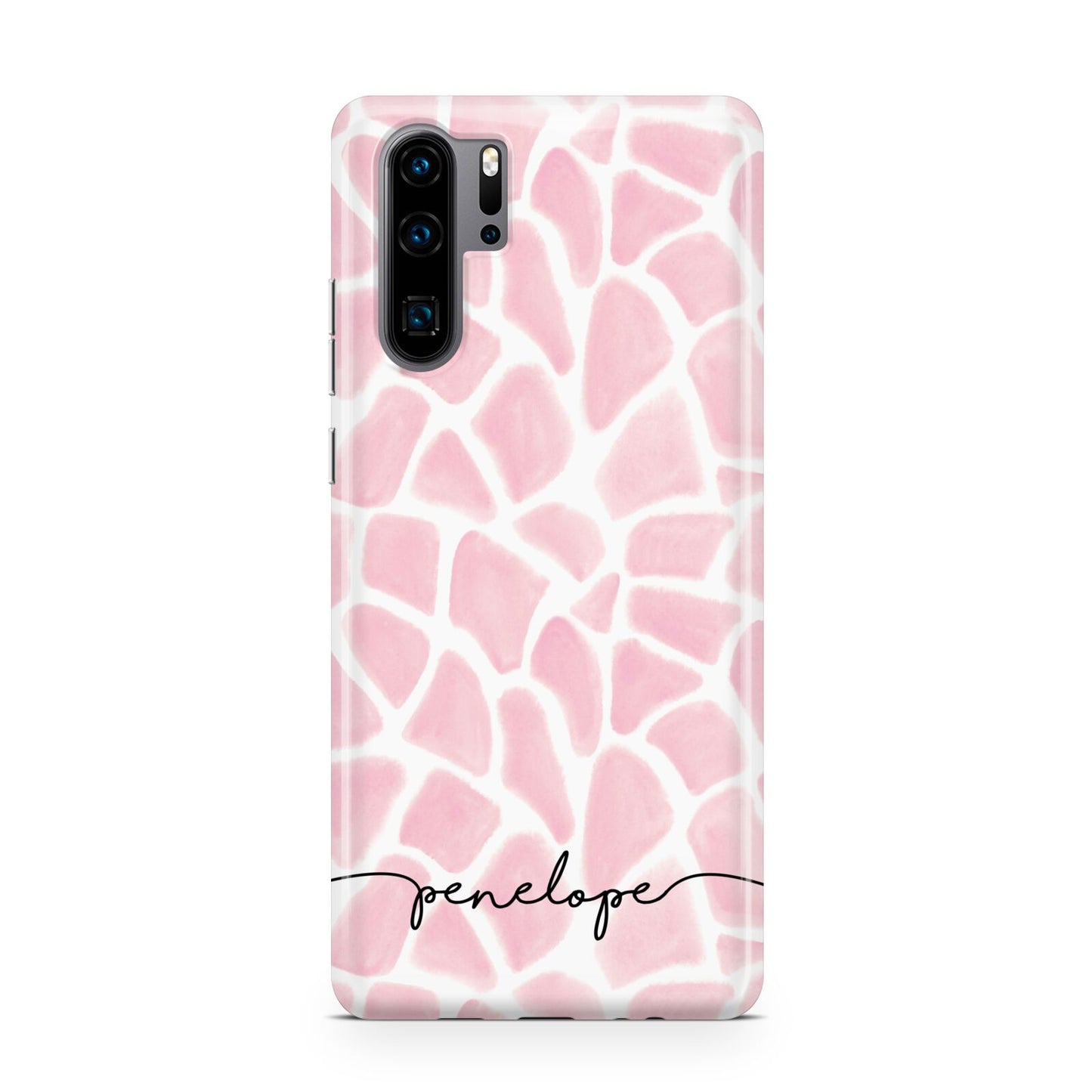 Personalised Pink Giraffe Print Huawei P30 Pro Phone Case