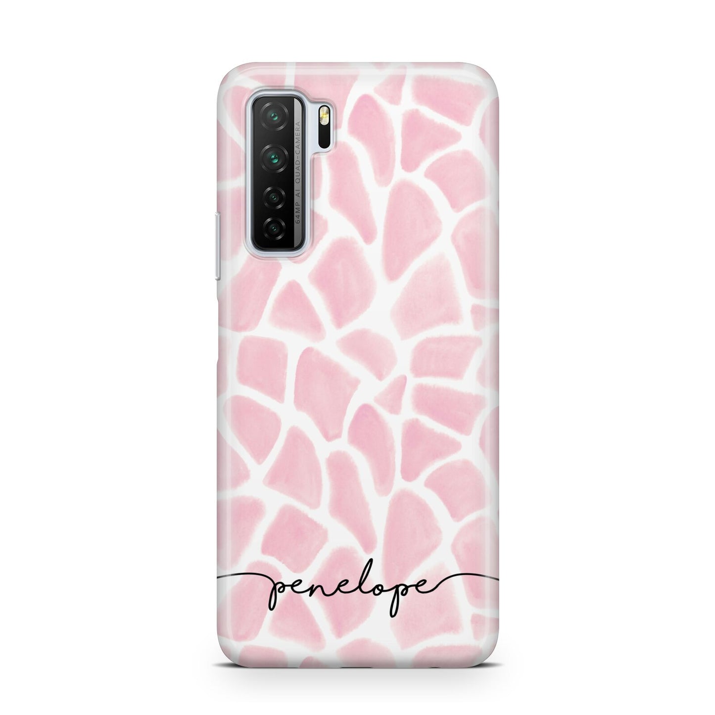 Personalised Pink Giraffe Print Huawei P40 Lite 5G Phone Case