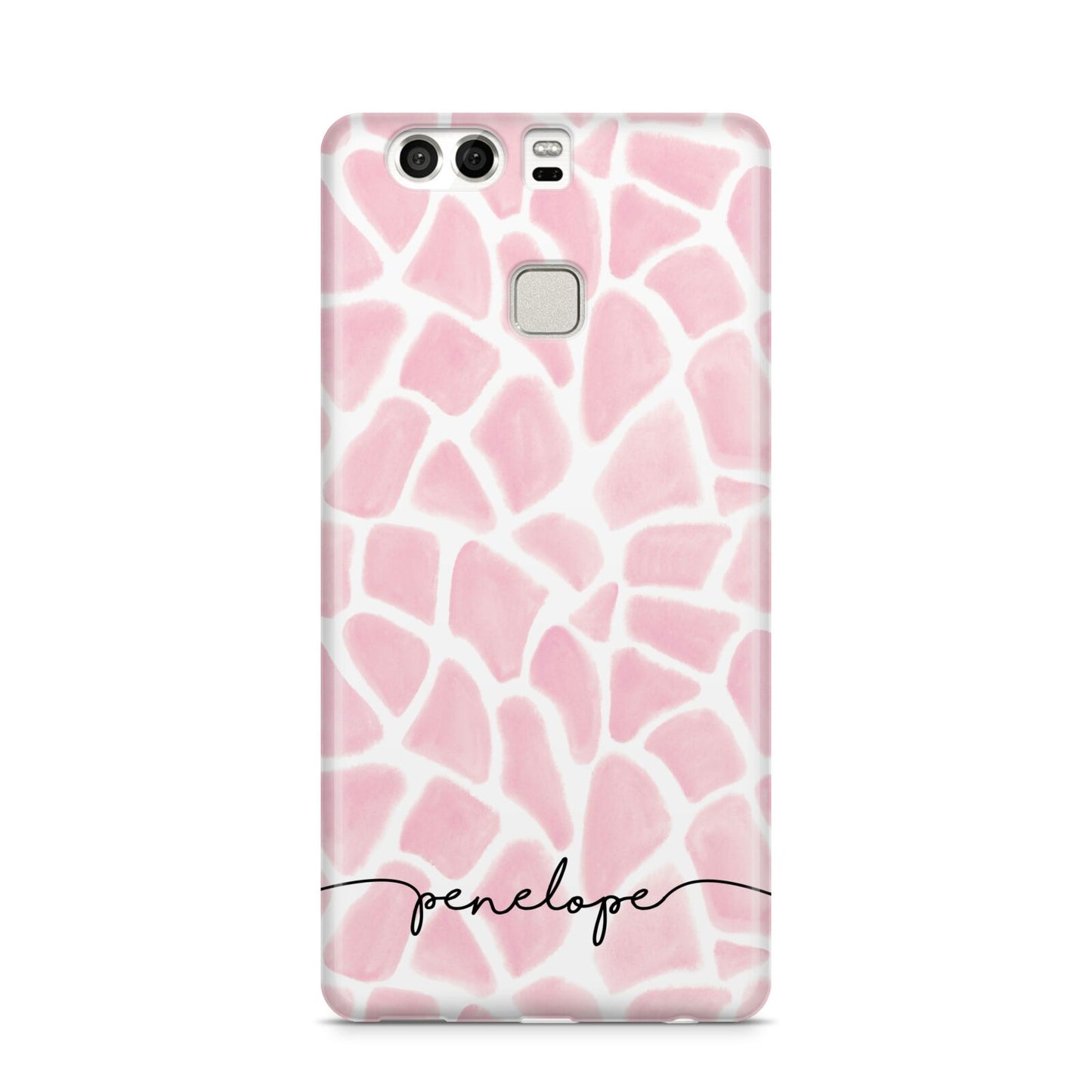 Personalised Pink Giraffe Print Huawei P9 Case