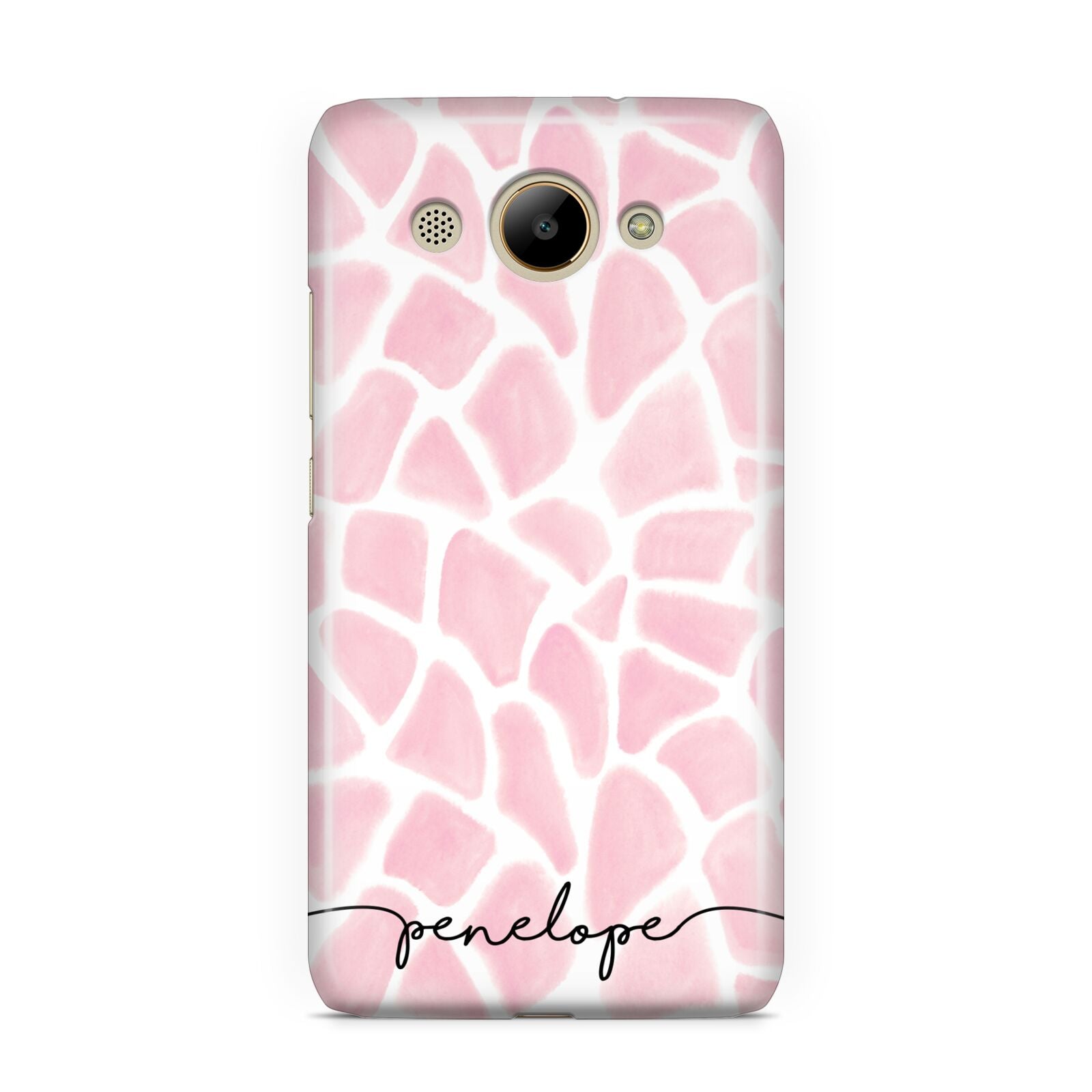 Personalised Pink Giraffe Print Huawei Y3 2017