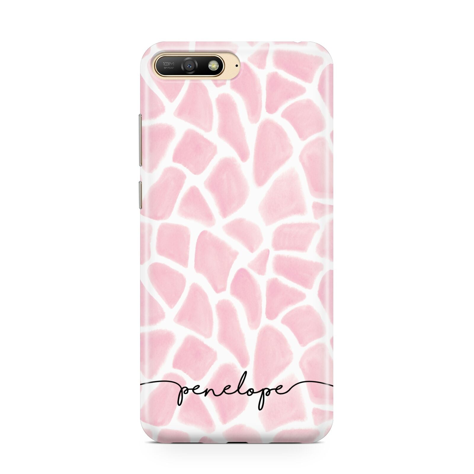 Personalised Pink Giraffe Print Huawei Y6 2018