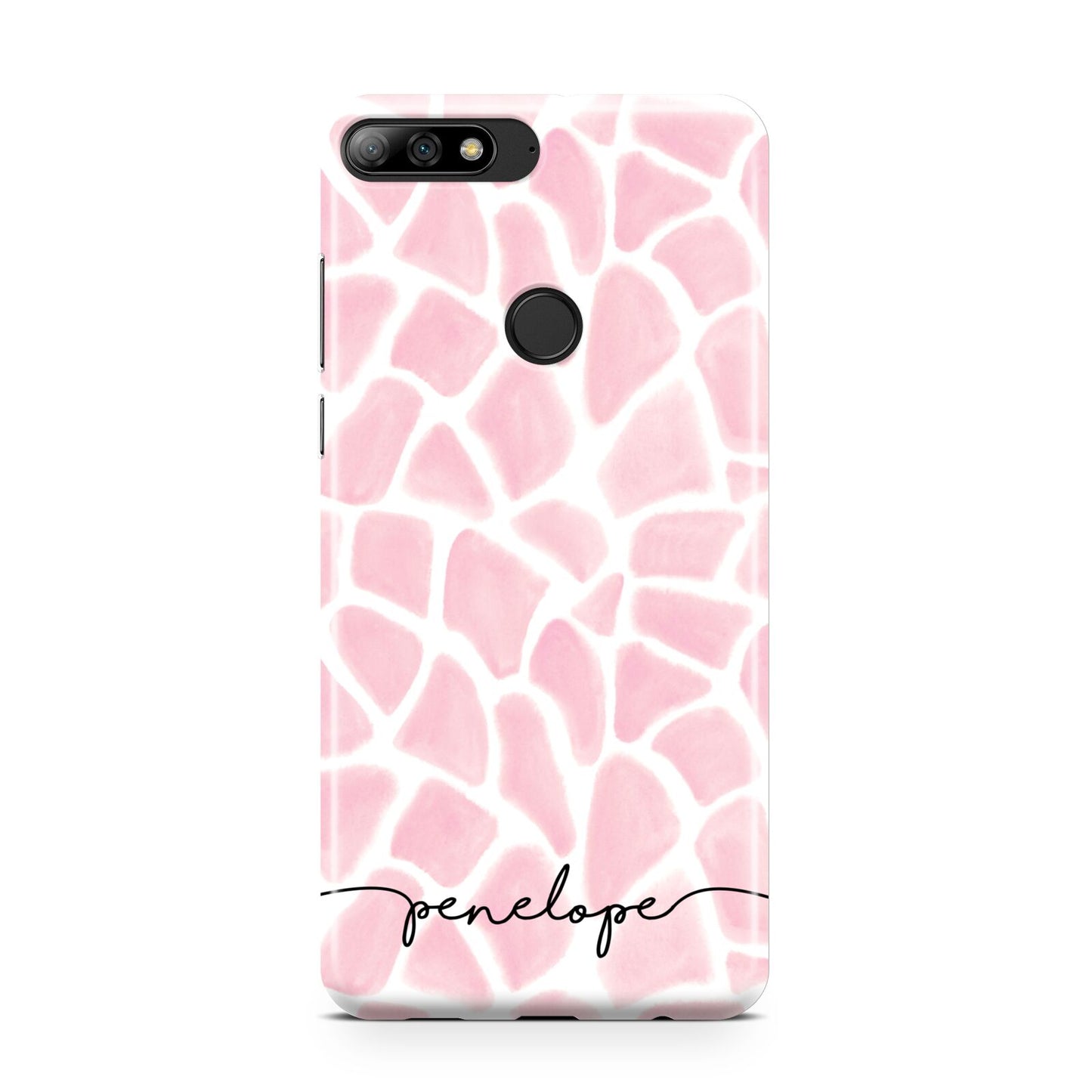 Personalised Pink Giraffe Print Huawei Y7 2018