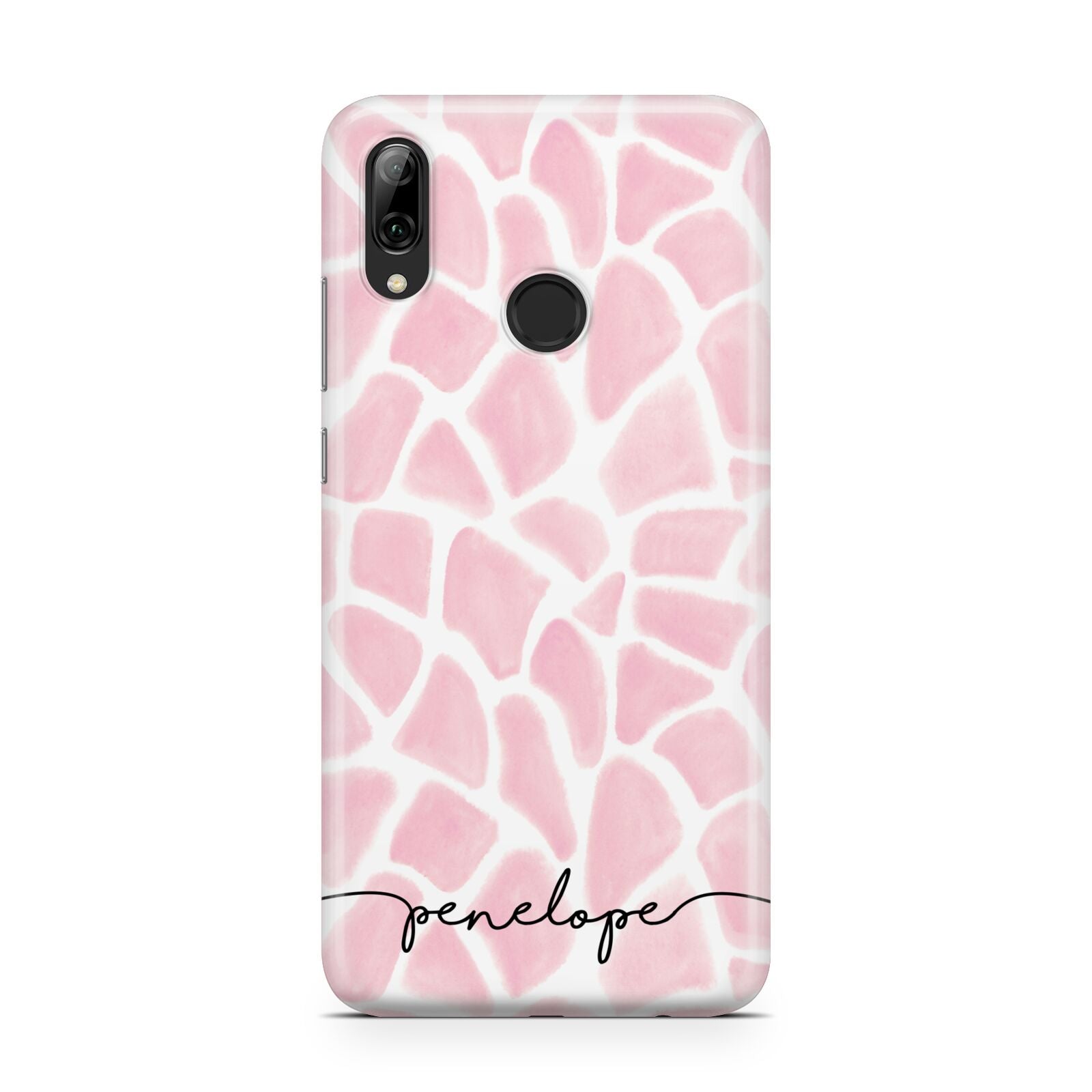 Personalised Pink Giraffe Print Huawei Y7 2019