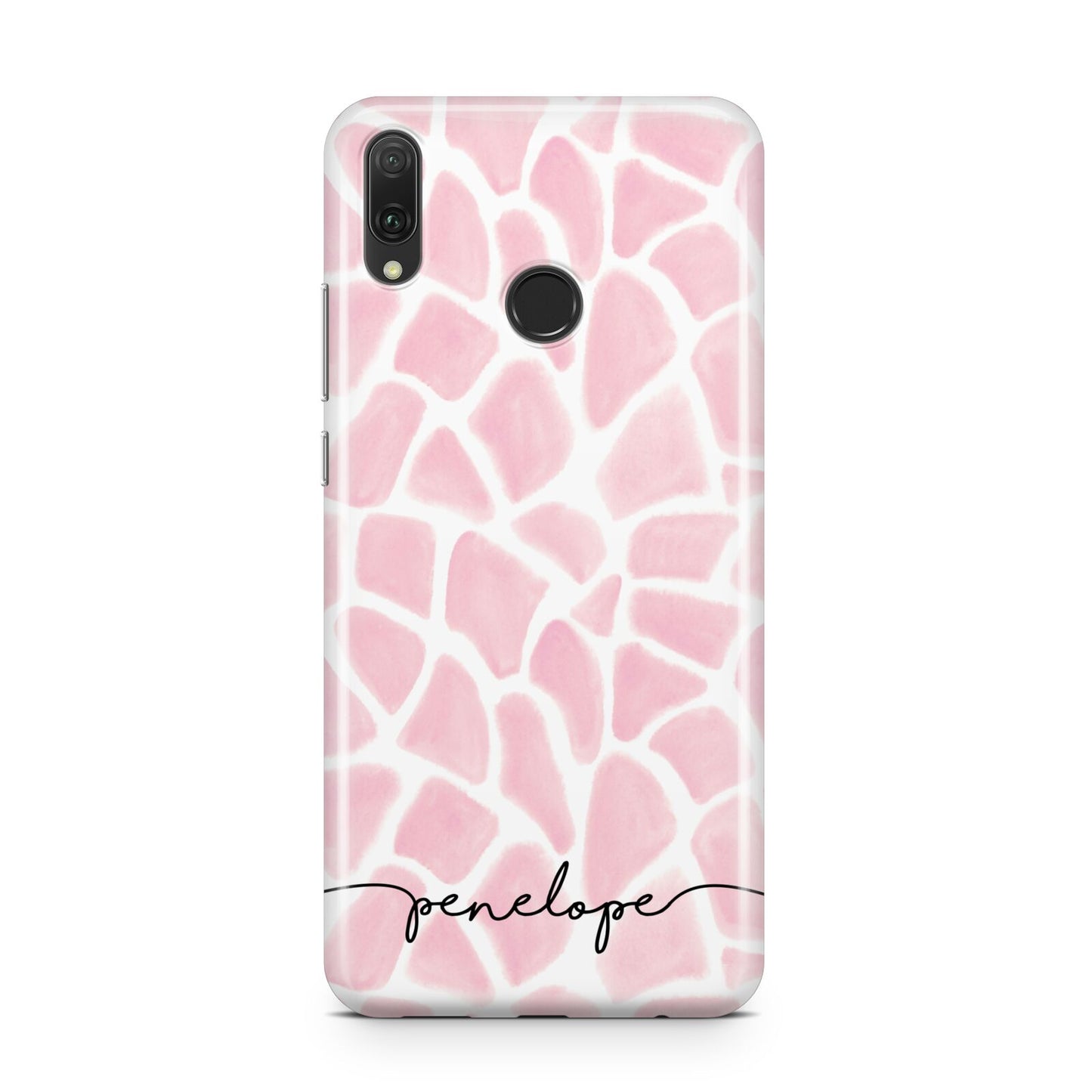 Personalised Pink Giraffe Print Huawei Y9 2019