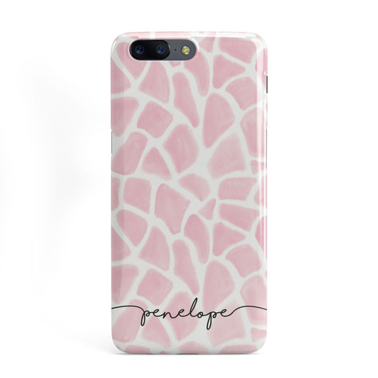 Personalised Pink Giraffe Print OnePlus Case