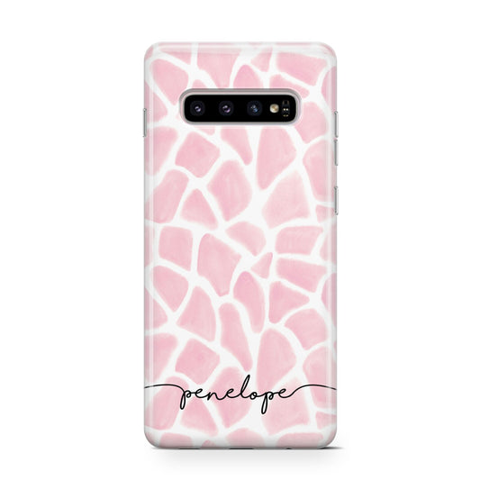 Personalised Pink Giraffe Print Protective Samsung Galaxy Case