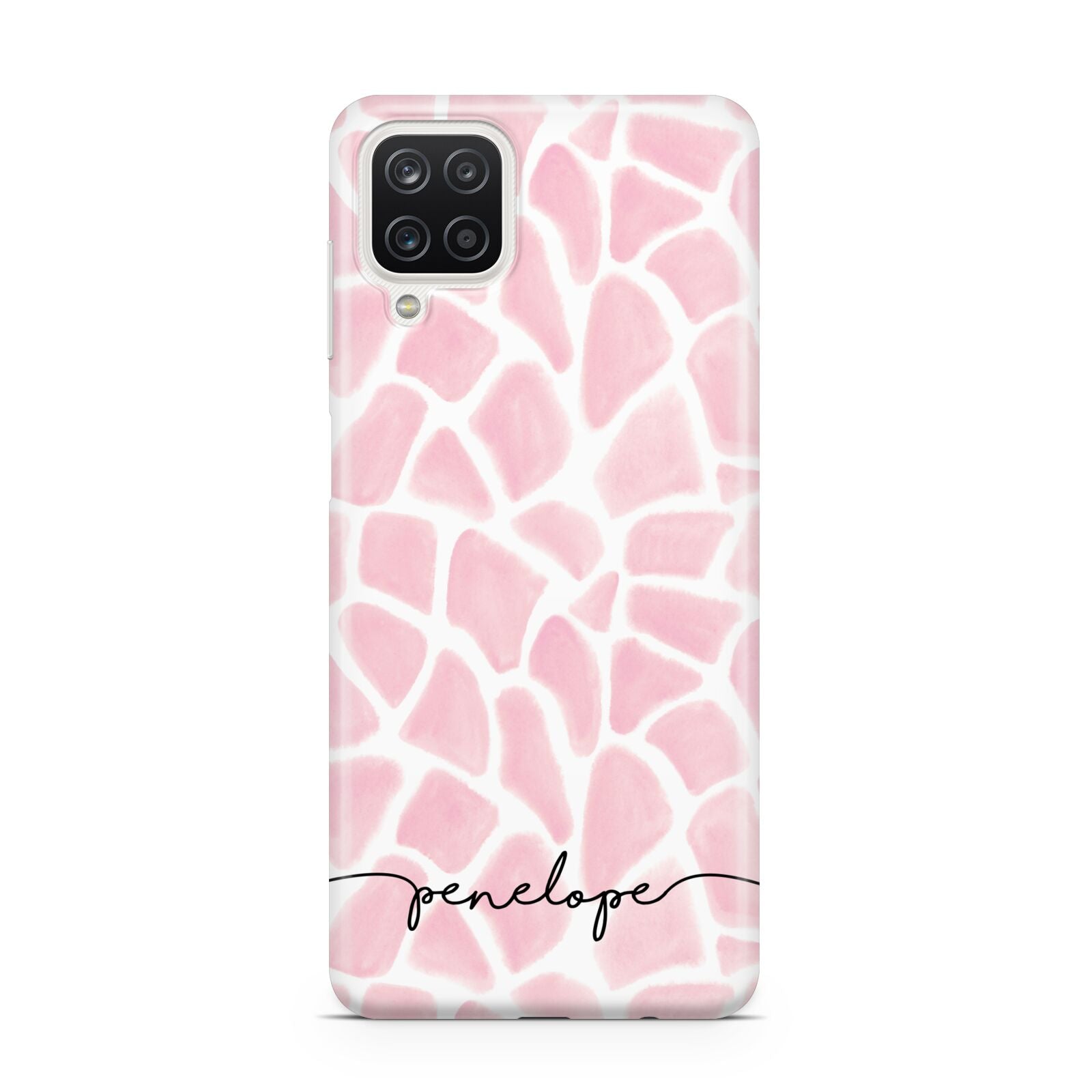 Personalised Pink Giraffe Print Samsung A12 Case