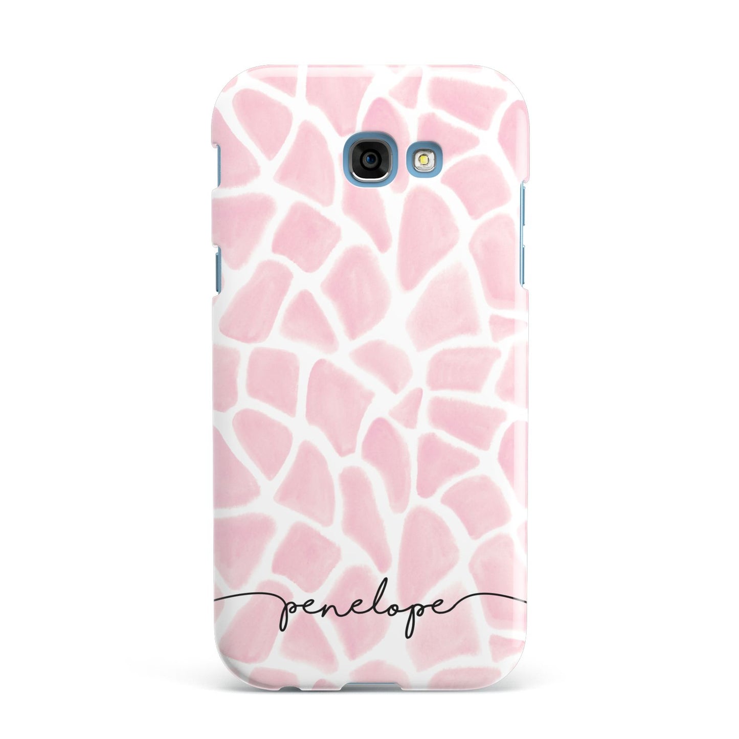 Personalised Pink Giraffe Print Samsung Galaxy A7 2017 Case