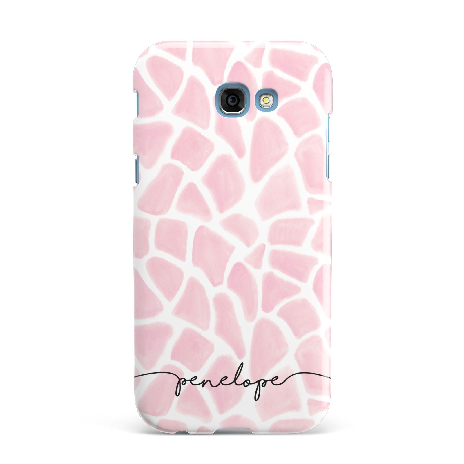 Personalised Pink Giraffe Print Samsung Galaxy A7 2017 Case