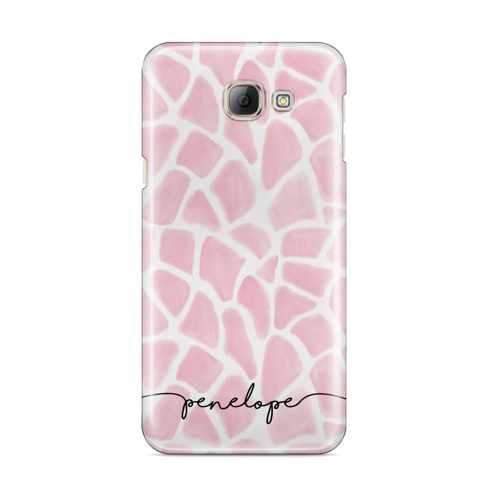 Personalised Pink Giraffe Print Samsung Galaxy A8 2016 Case