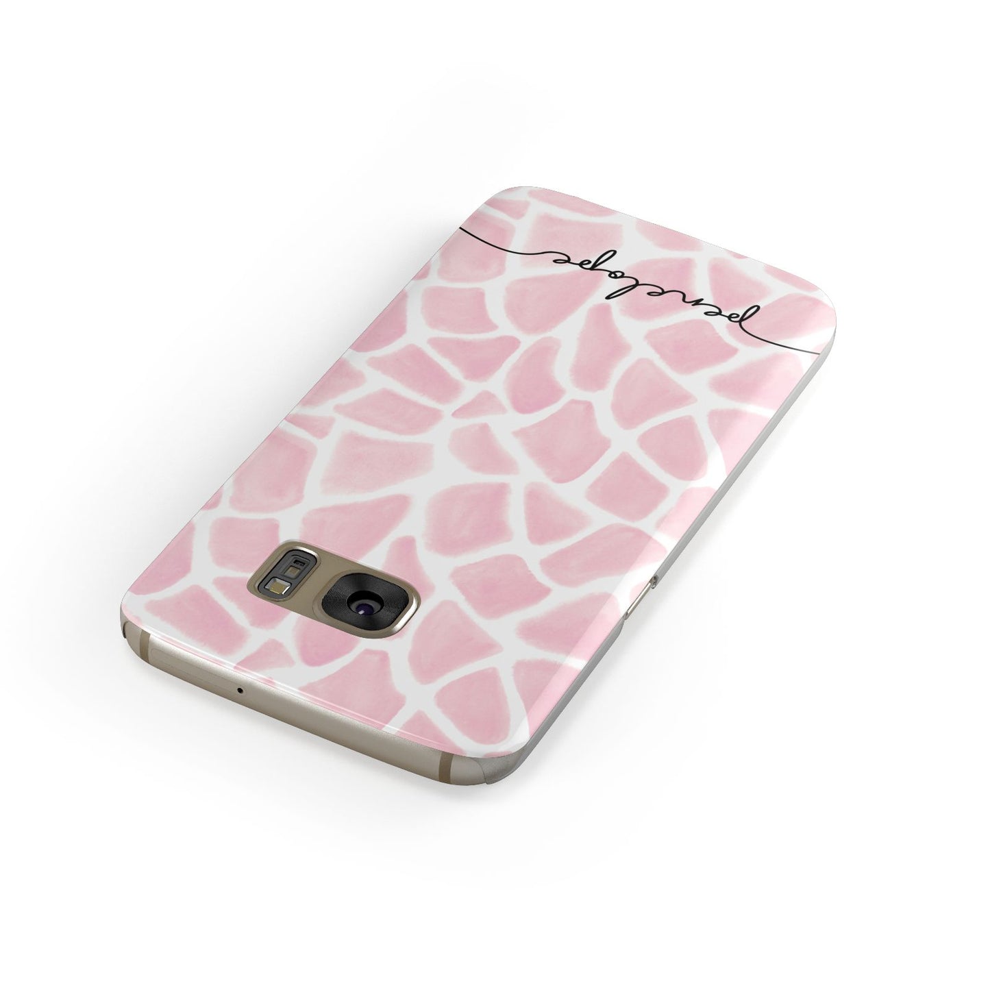 Personalised Pink Giraffe Print Samsung Galaxy Case Front Close Up