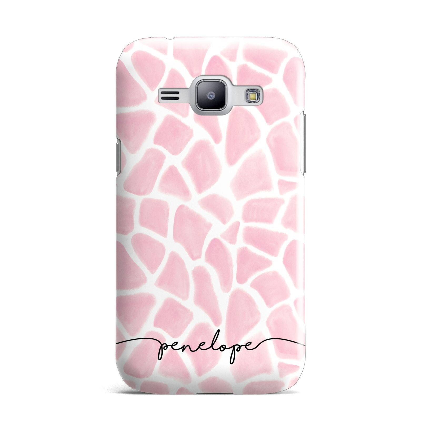 Personalised Pink Giraffe Print Samsung Galaxy J1 2015 Case