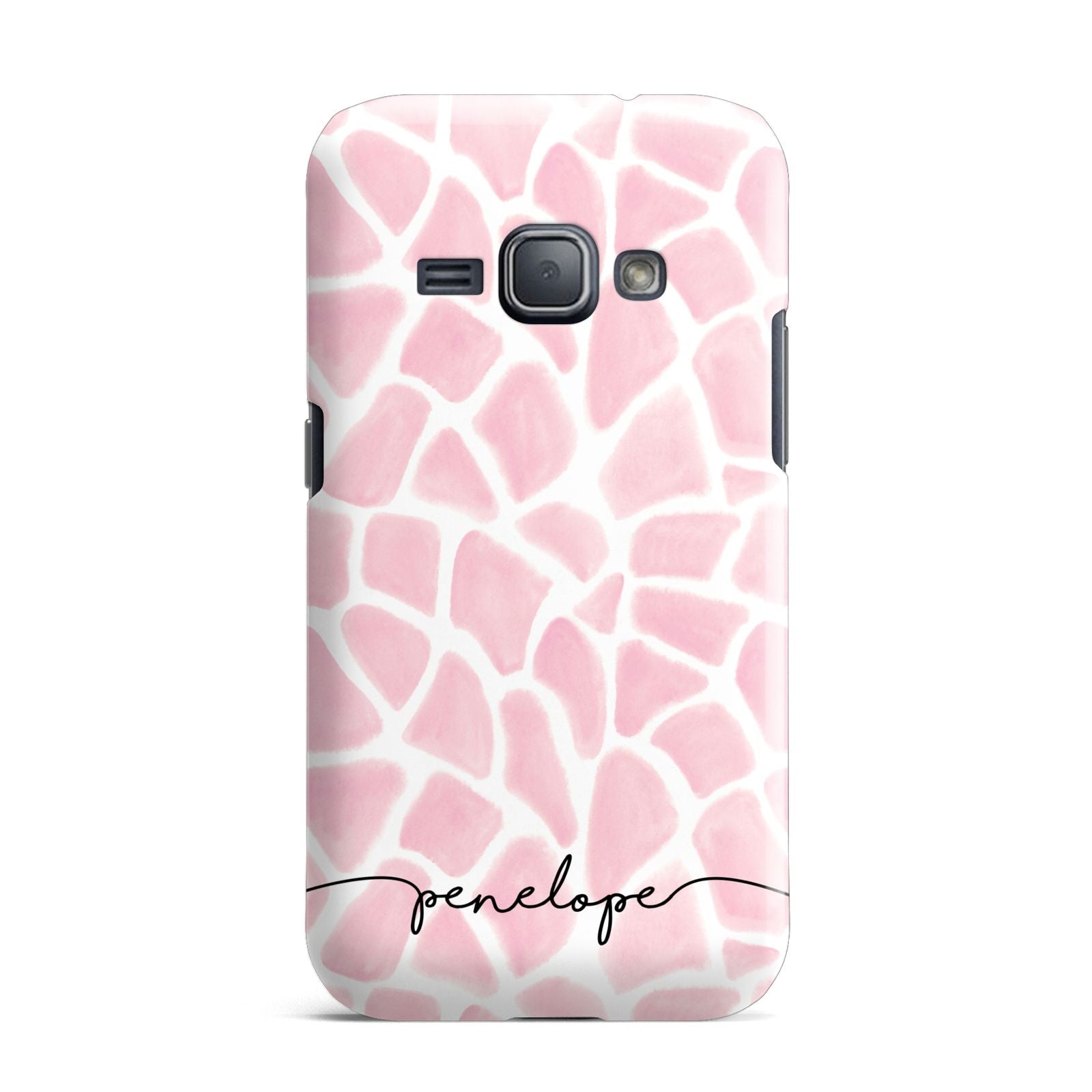 Personalised Pink Giraffe Print Samsung Galaxy J1 2016 Case