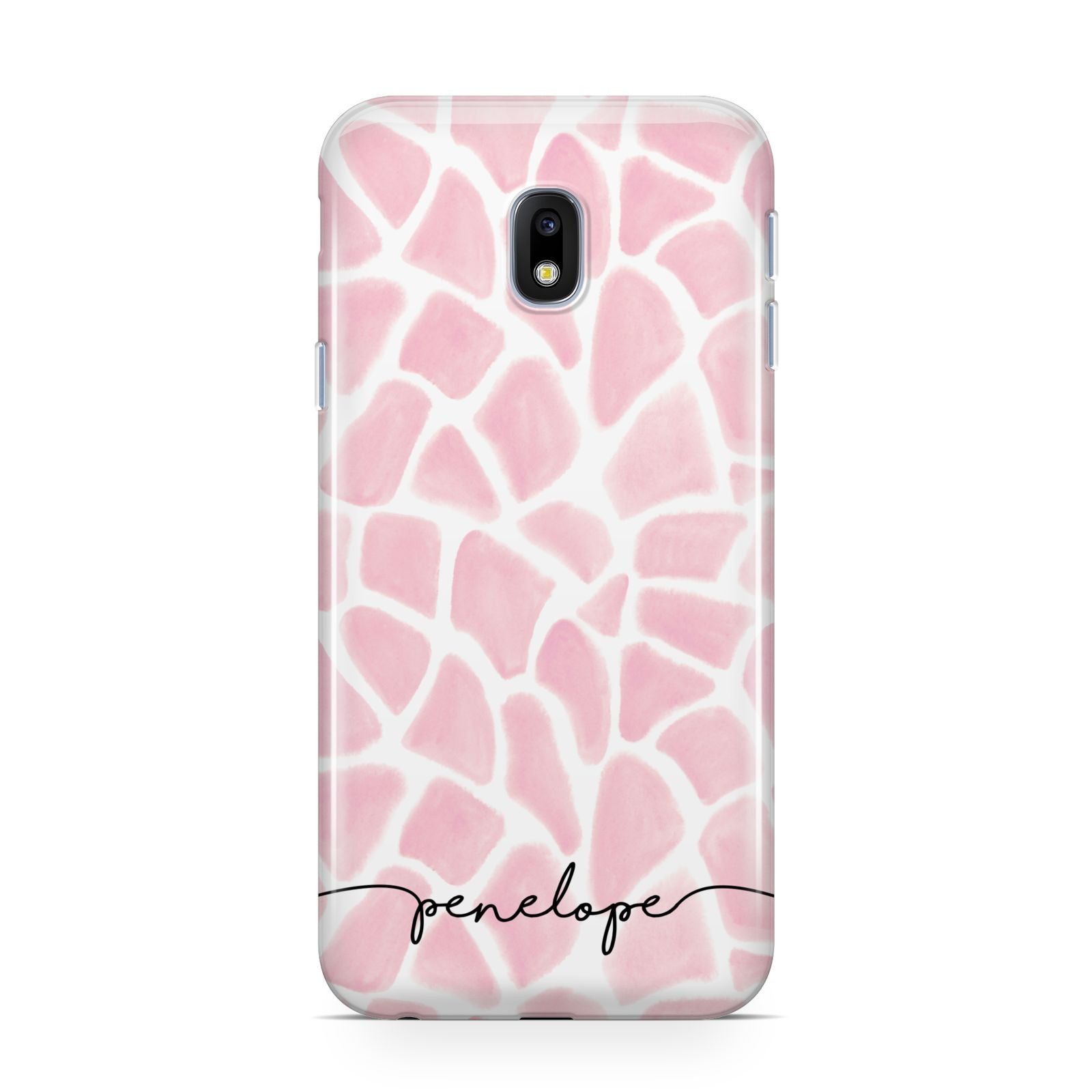 Personalised Pink Giraffe Print Samsung Galaxy J3 2017 Case