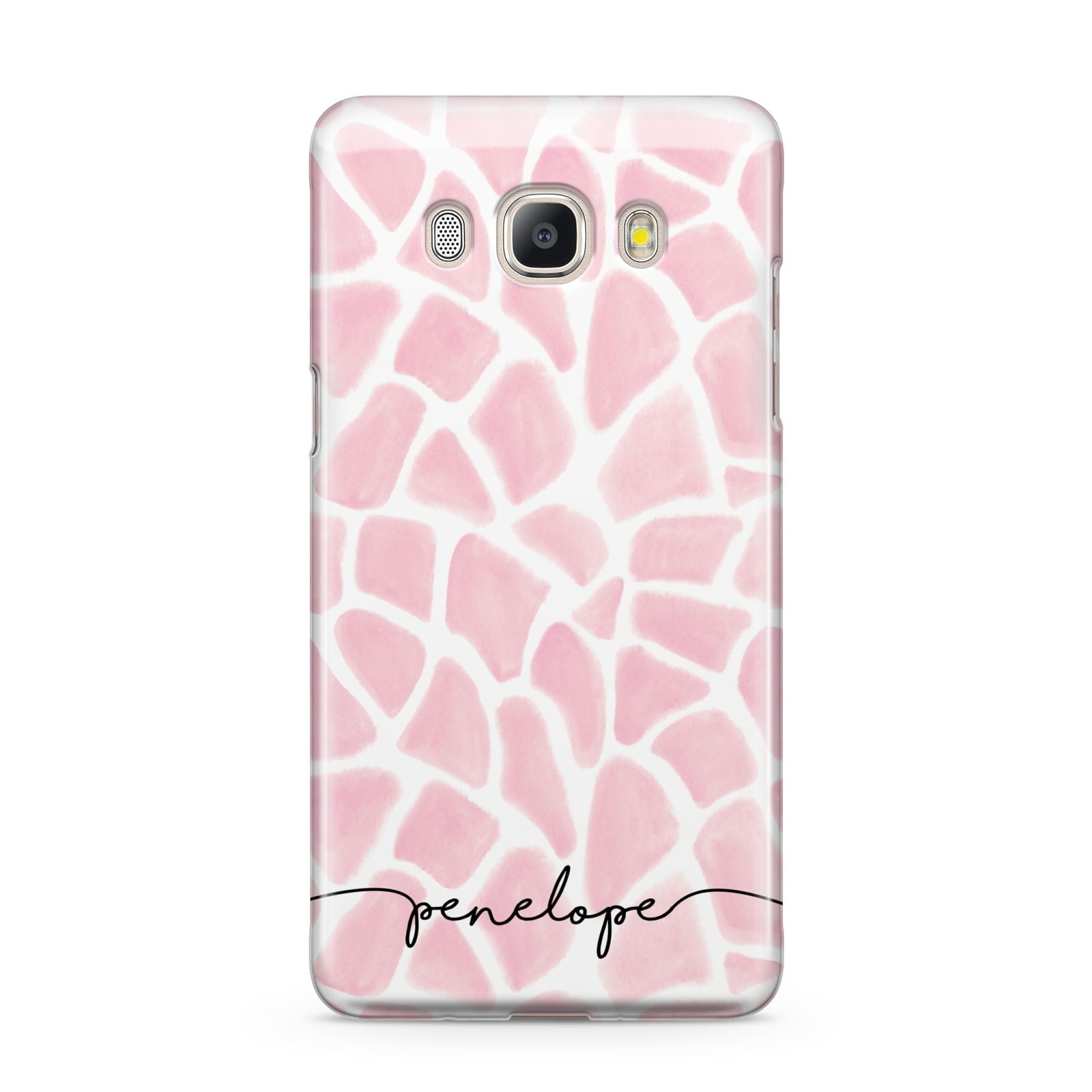 Personalised Pink Giraffe Print Samsung Galaxy J5 2016 Case