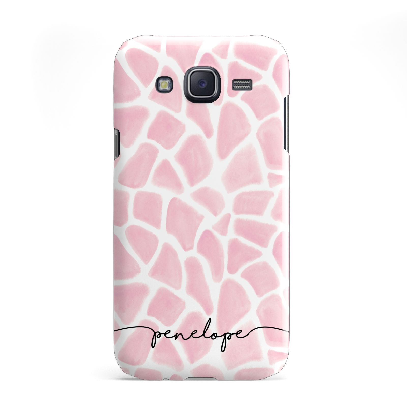 Personalised Pink Giraffe Print Samsung Galaxy J5 Case