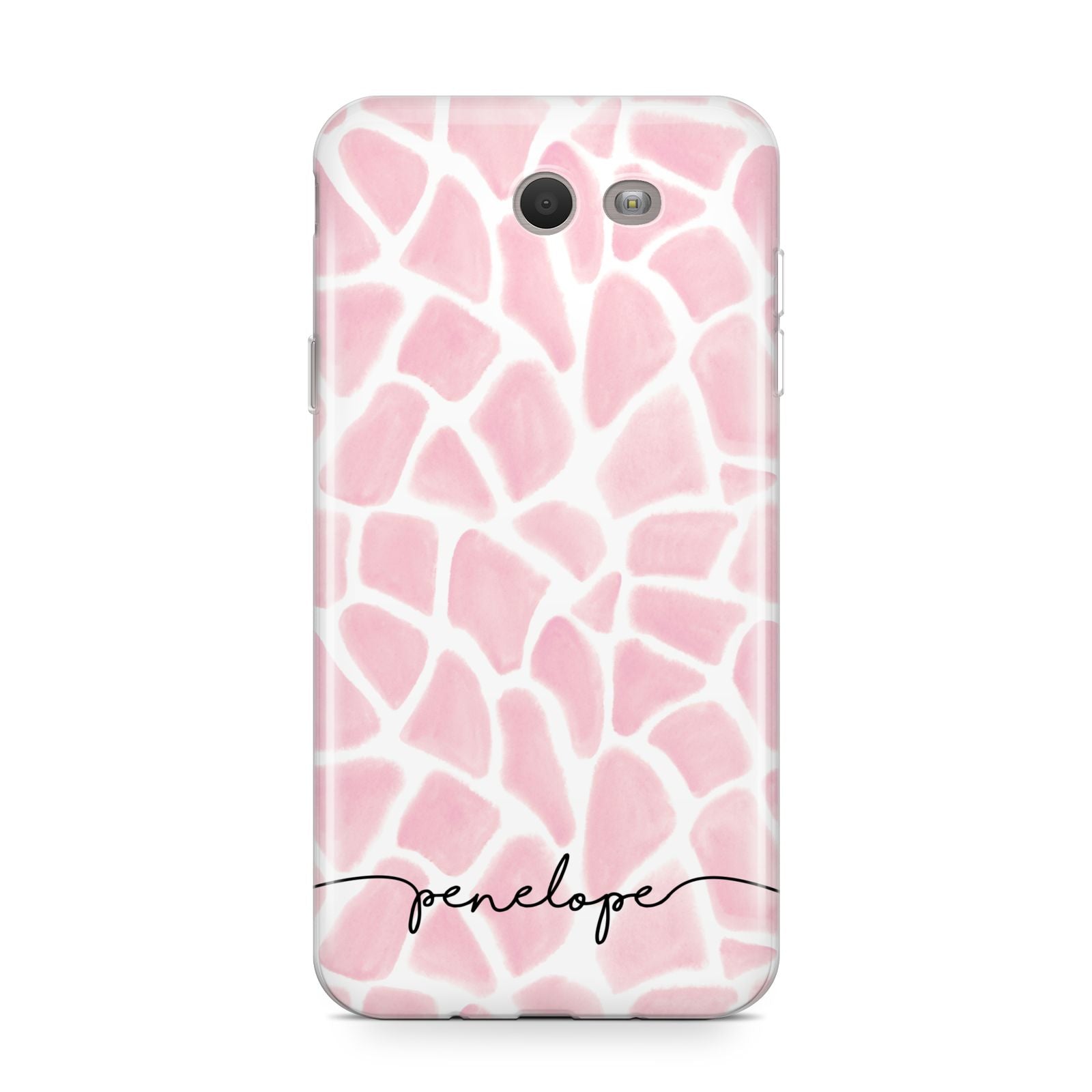 Personalised Pink Giraffe Print Samsung Galaxy J7 2017 Case