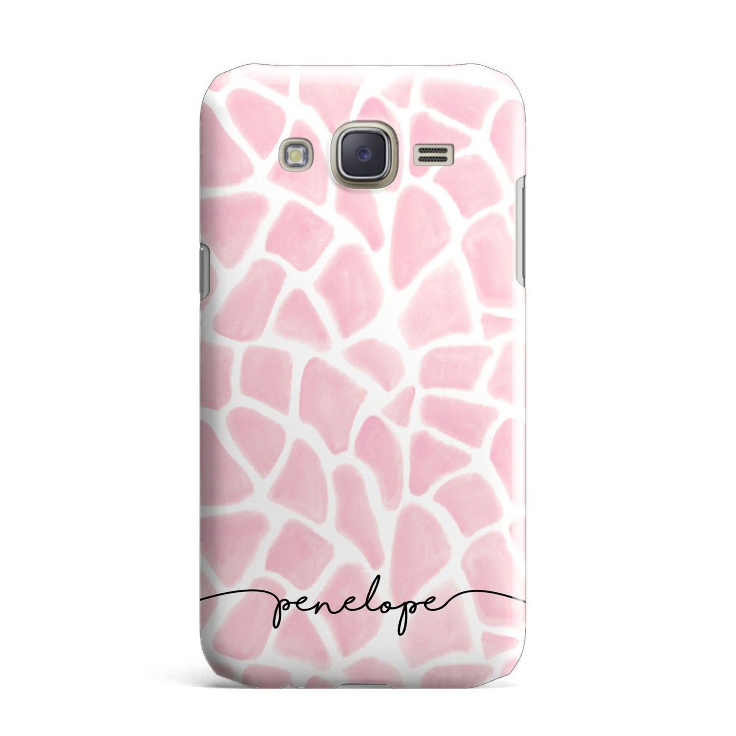 Personalised Pink Giraffe Print Samsung Galaxy J7 Case